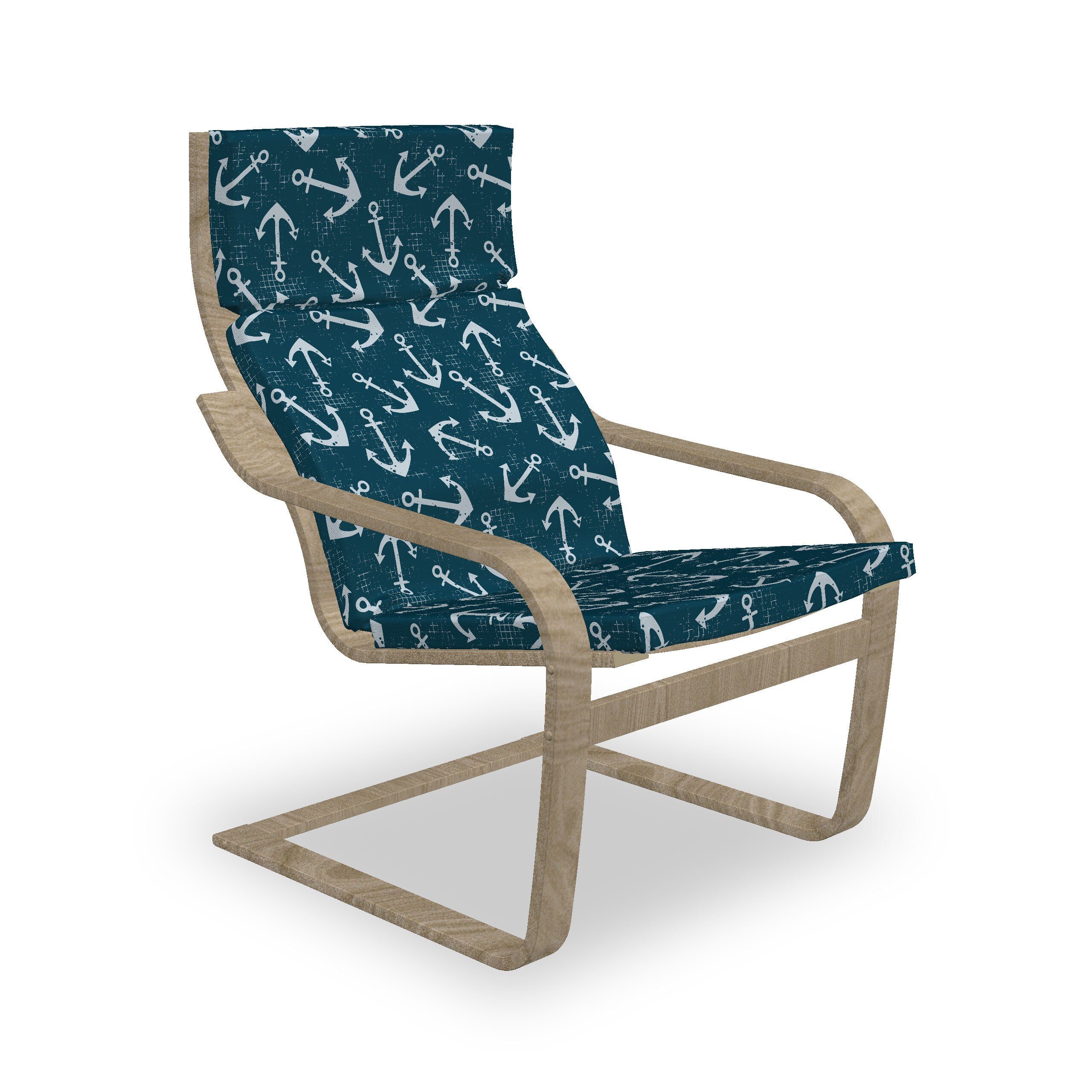 Abakuhaus Stuhlkissen Sitzkissen mit Stuhlkissen mit Hakenschlaufe und Reißverschluss, Anker Marine Grunge Grafik-Design