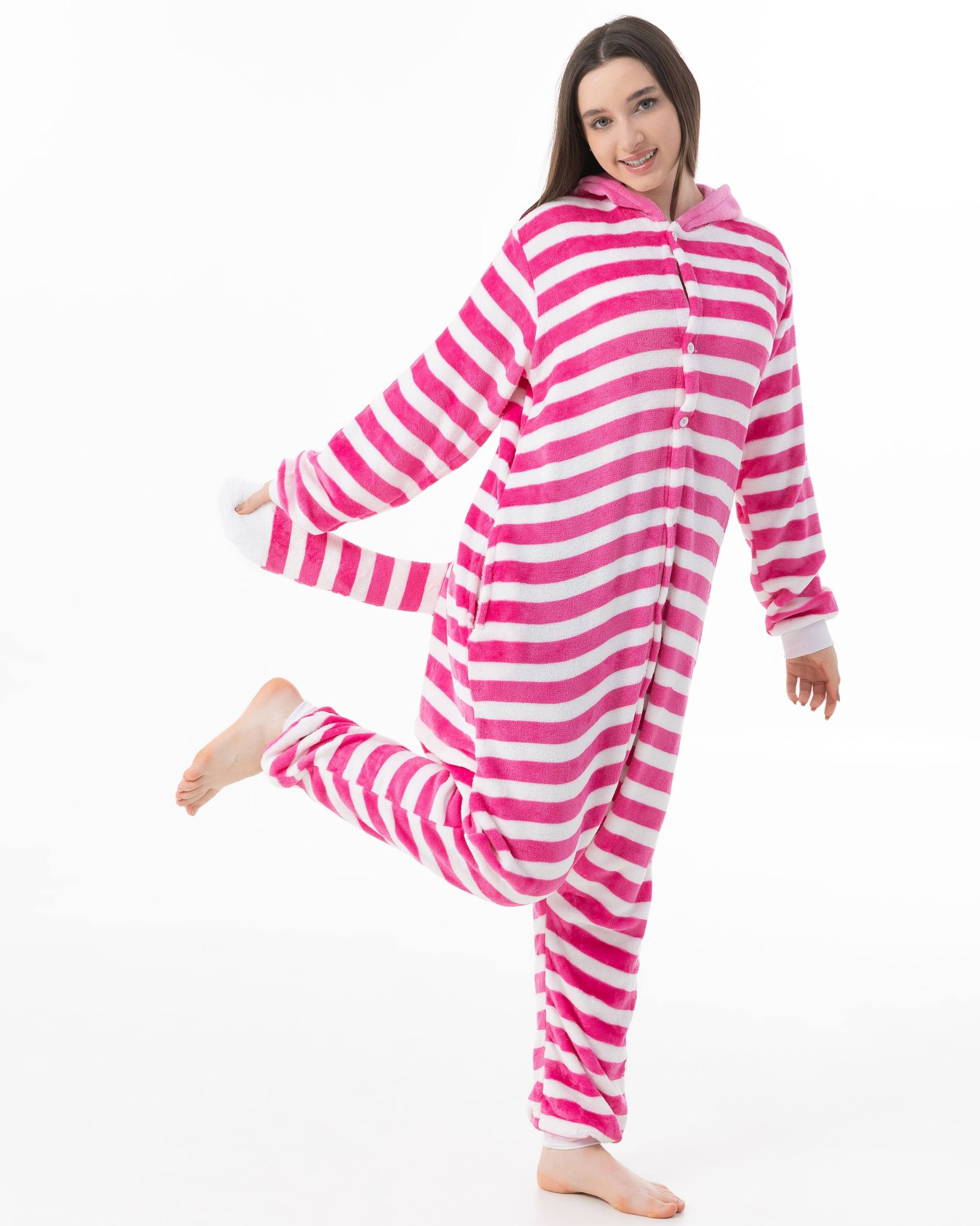 Katara Partyanzug Fantasy Figuren Jumpsuit Kostüm Erwachsene S-XL, Karneval, Karnevalskostüm, Kigurumi Grinsekatze pink S (145-155cm)