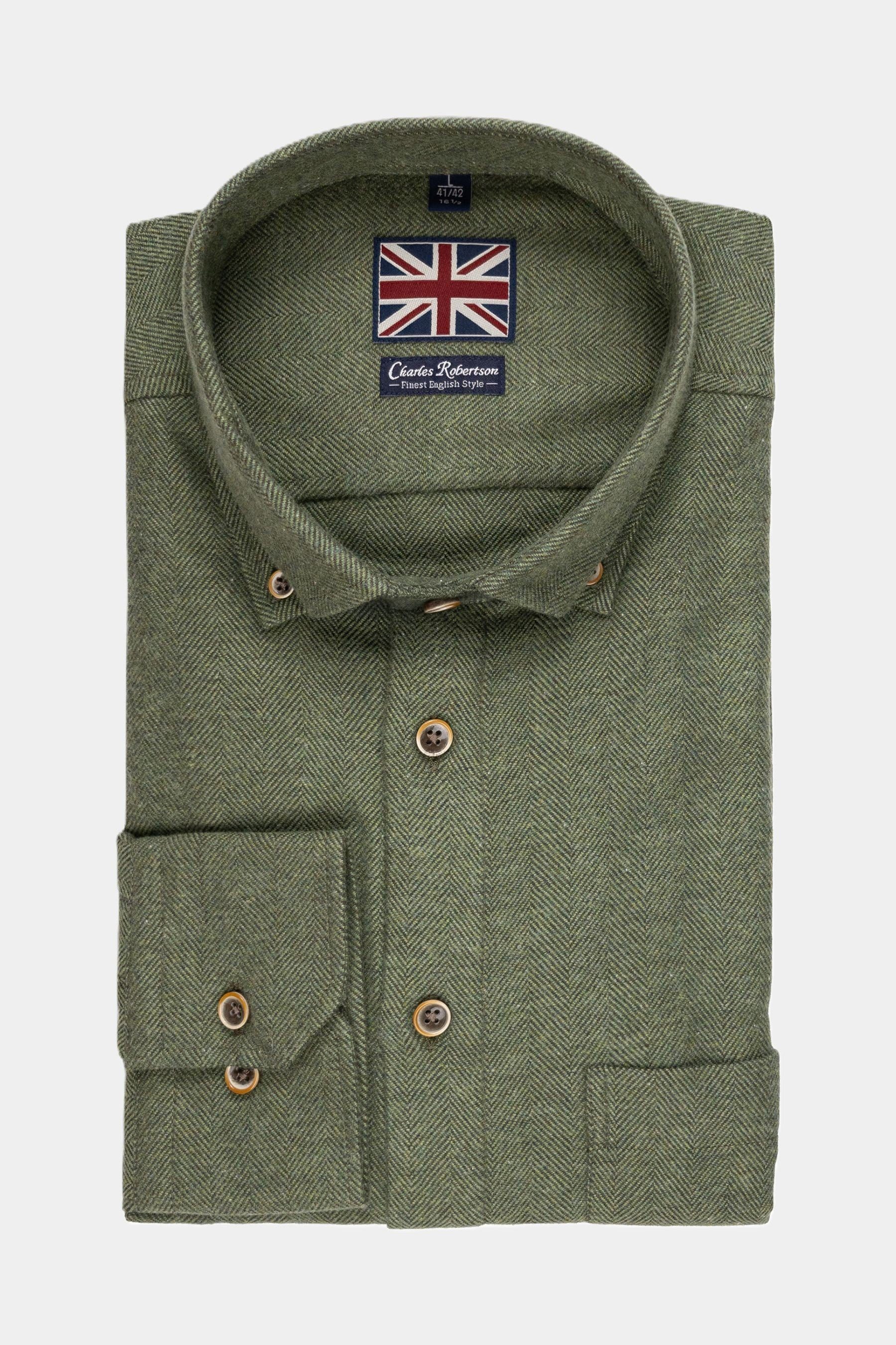 Haupt Langarmhemd Charles Robertson Langarmhemd im Modern Fit mit Herringbone Muster -