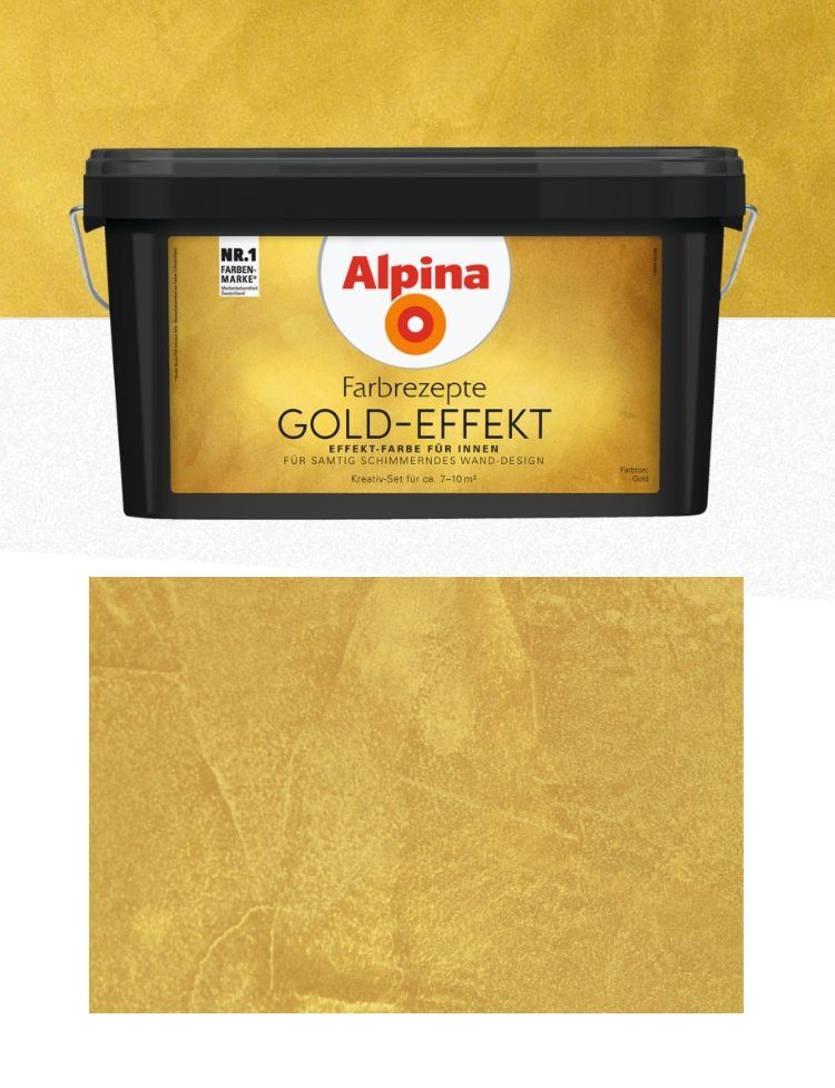 Alpina Wandfarbe Farbrezepte 4 Liter Gold-Effekt Komplett-Set