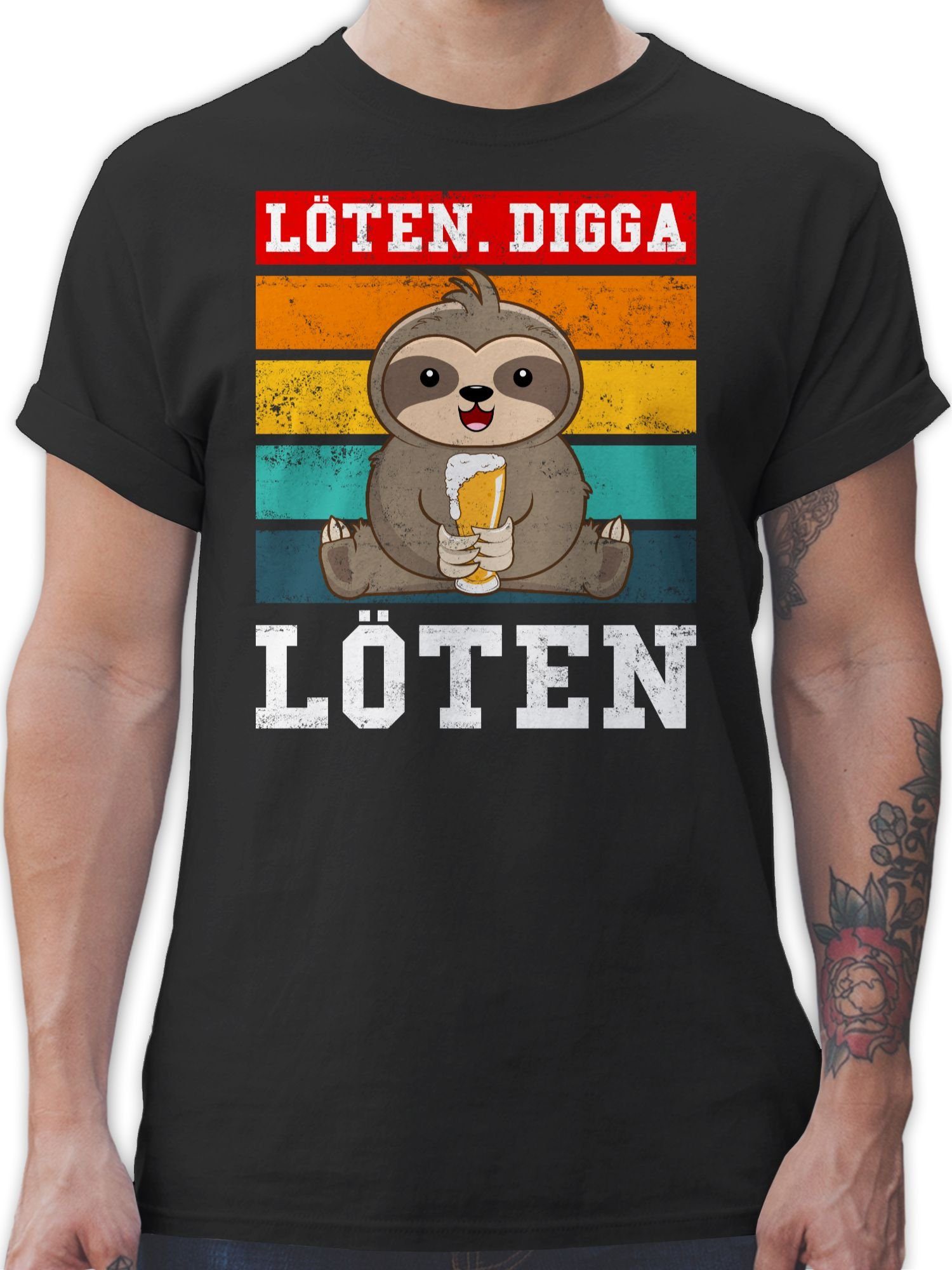 Löten & Schwarz Vintage Party Digga Shirtracer T-Shirt weiß bunt Herren Löten Alkohol 01