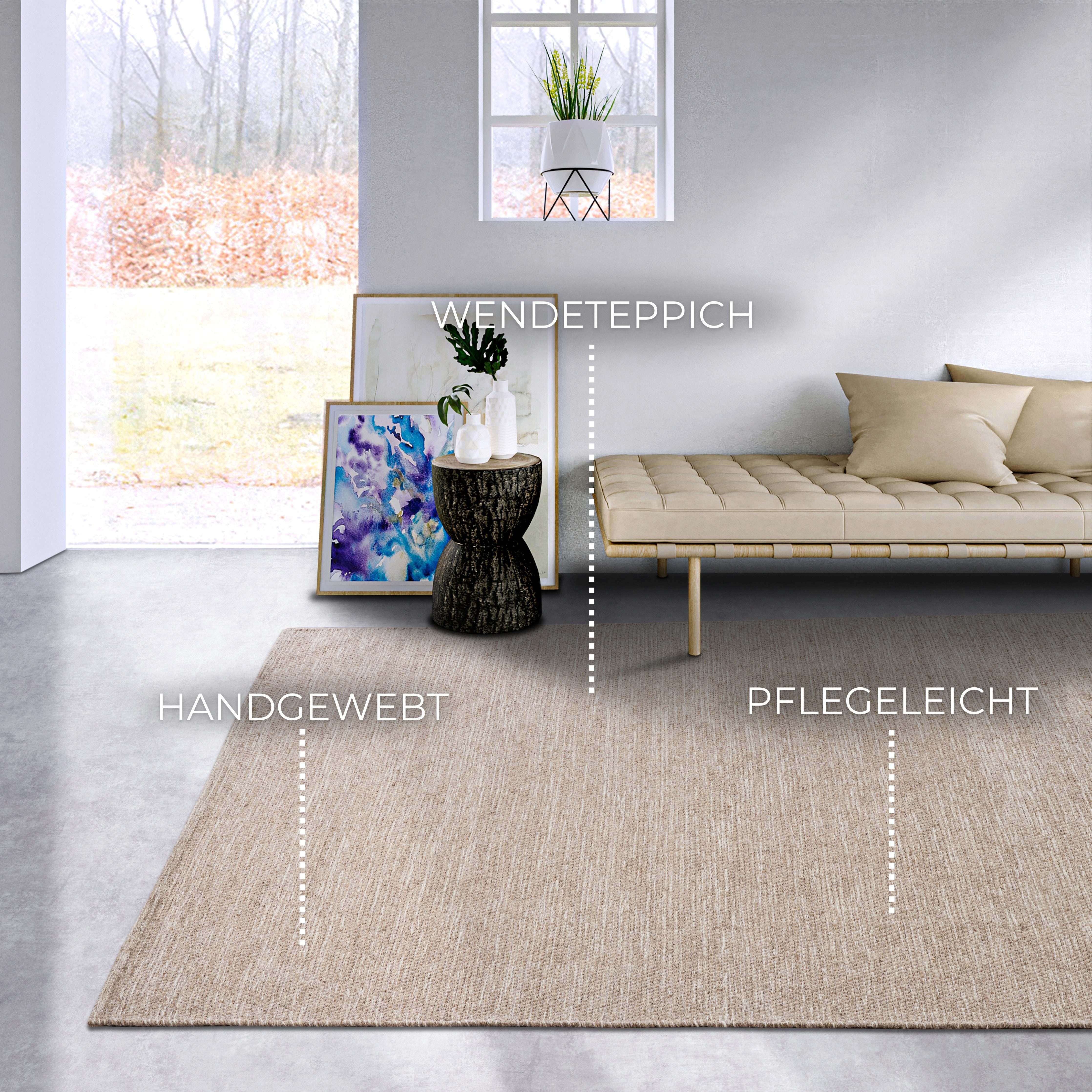ELLE DECORATION Wollteppich Pradesh, rechteckig, Höhe: 10 mm, Handgewebt, Wolle, Natur, Läufer, Wohnzimmer, Schlafzimmer, Skandi