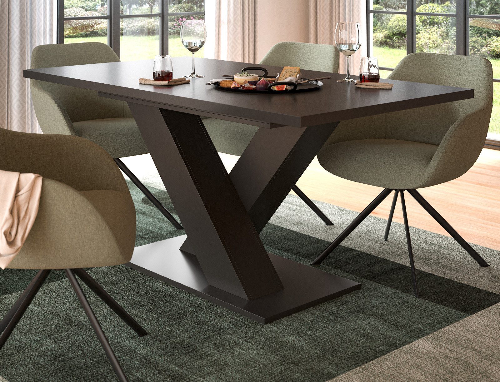 Inn.Furn Esstisch Home-X (Küchentisch in dunklem grau, ausziehbar 150 - 190 günstig online kaufen