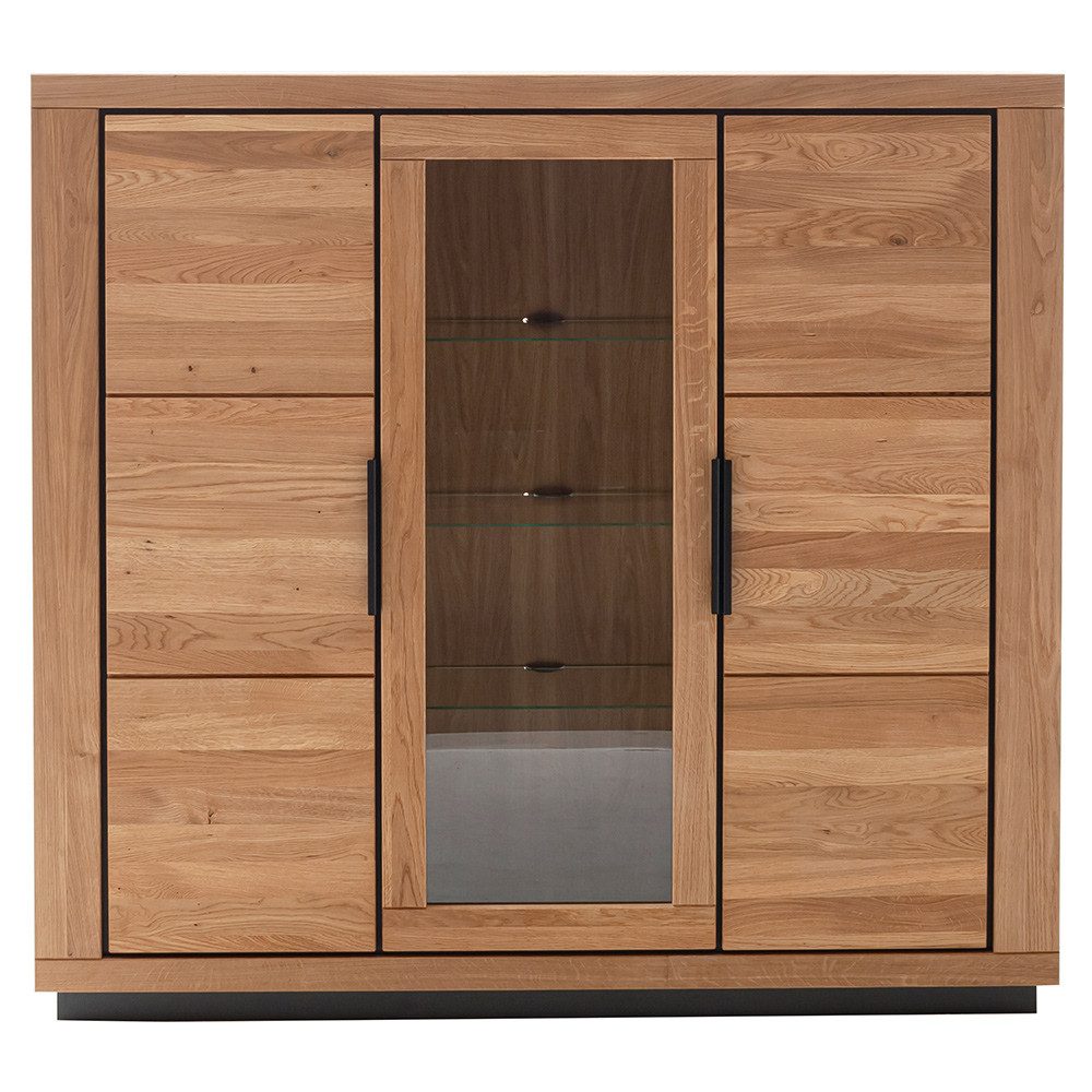 Lomadox Highboard GIUSTINO-06, Eiche teilmassiv geölt, Massivholzfronten, 153cm breit