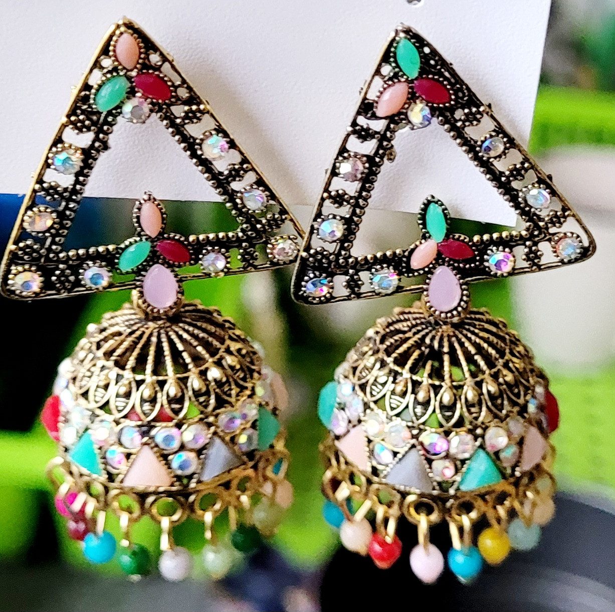 PfauGermany Paar Ohrhänger JUMKHA Multi Beads PYRAMID (2-tlg)