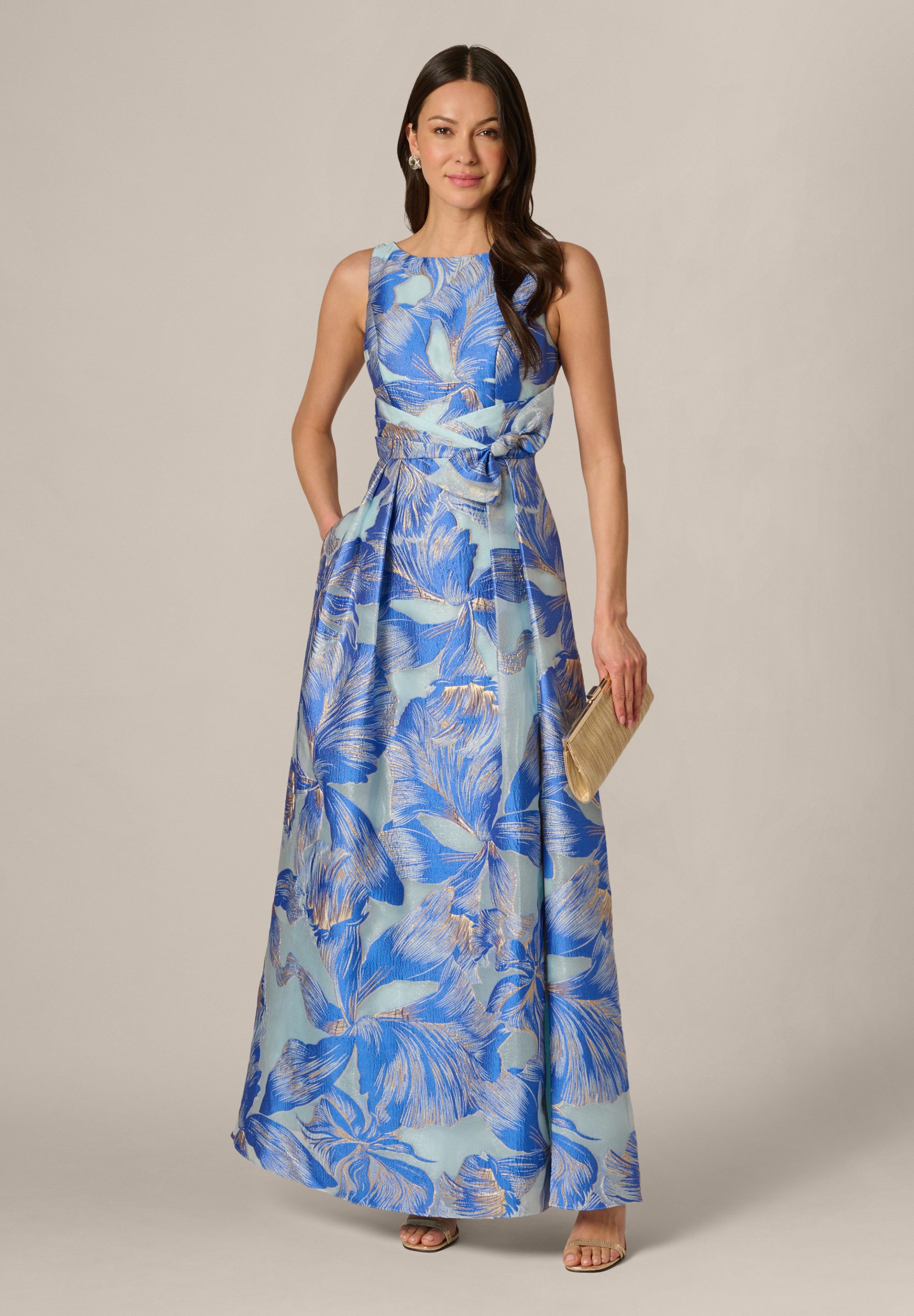 Adrianna Papell Abendkleid Floral Organza Gown Luftiges, aus Organza gefertigtes, florales Metallic-Kleid