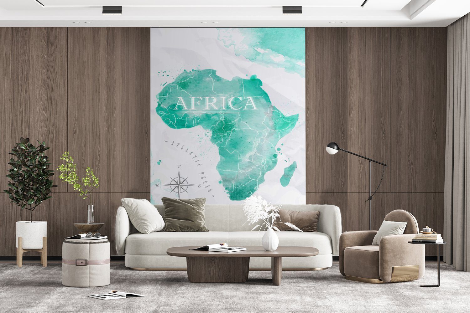 Montagefertig Wandtapete Matt, - St), - Afrika, Vinyl Farben Weltkarte bedruckt, Wohnzimmer, Fototapete Tapete für MuchoWow (3