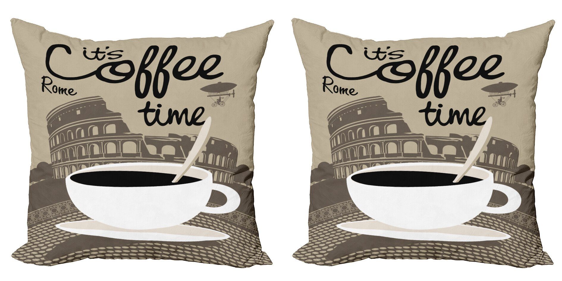 Zeichen Cup (2 Stück), Modern Doppelseitiger Kaffee Kissenbezüge Digitaldruck, Accent Rom Drink Abakuhaus