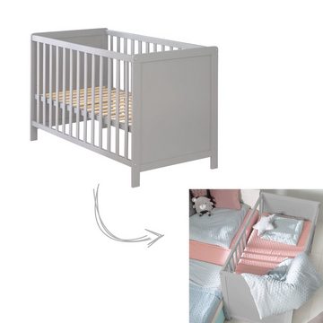 roba® Beistellbett taupe oder weiß, Gitterbett inkl. Matratze und Lattenrost, 6 fach höhenverstellbar