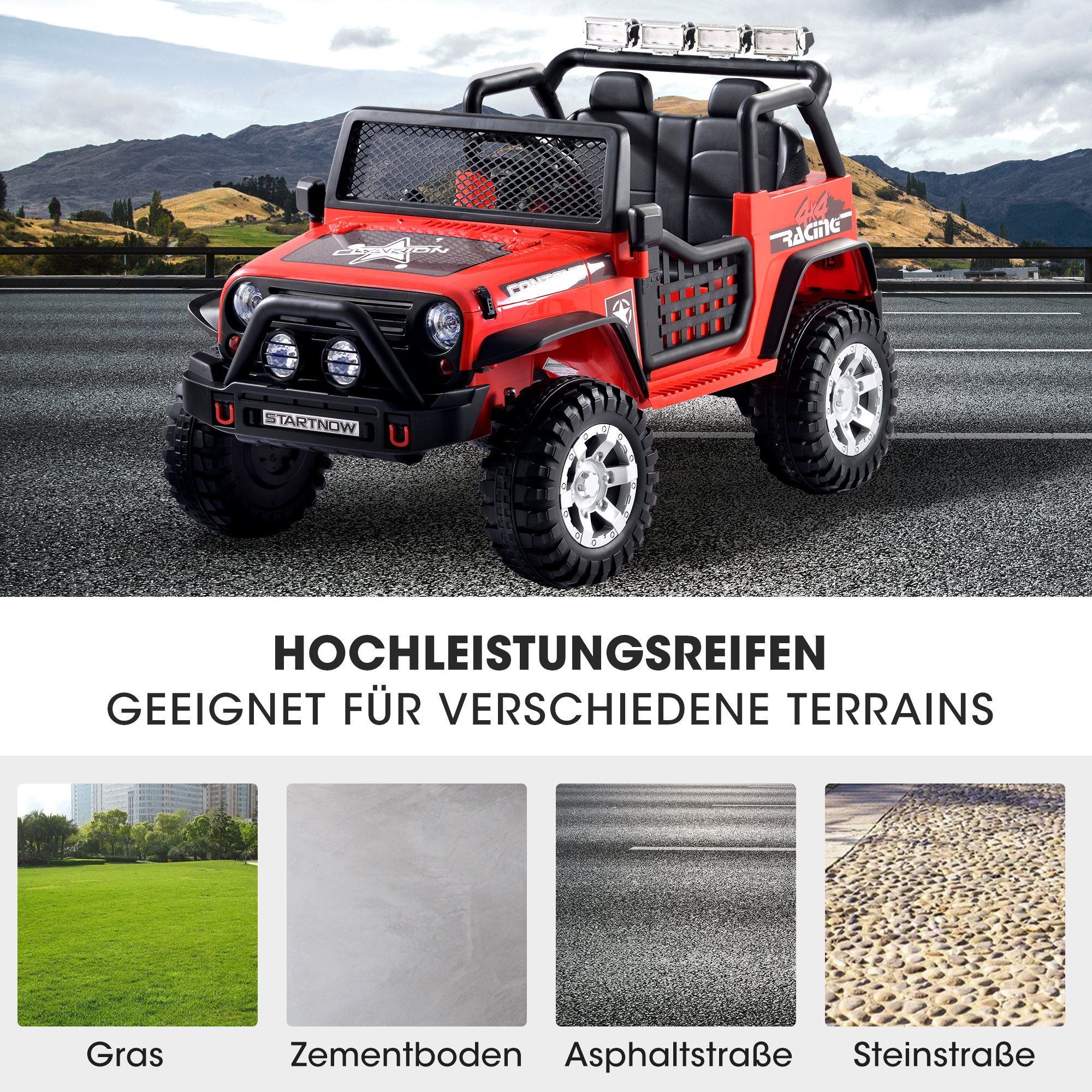Elektro-Kinderauto, Belastbarkeit 50,00 kg, Kinder Elektroauto mit USB, AUX und Bluetooth inkl. Ferndienung, 2x45W