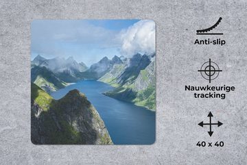 MuchoWow Gaming Mauspad Blick über die Fjorde in Norwegen (1-St), Mousepad mit Rutschfester Unterseite, Gaming, 40x40 cm, XXL, Großes