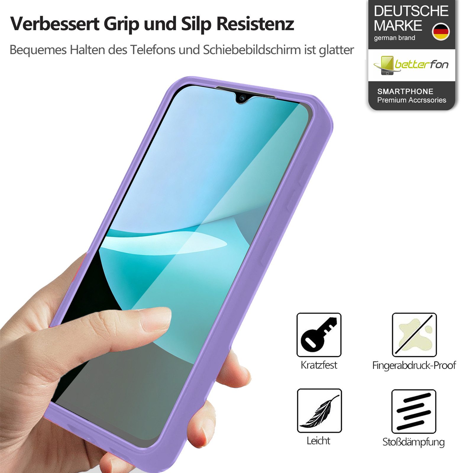 betterfon Handyhülle für Xiaomi Redmi 15C 2-teiliges 360° TPU Schutzcase, Vollschutz Case mit integriertem Displayschutz und klarer Sicht