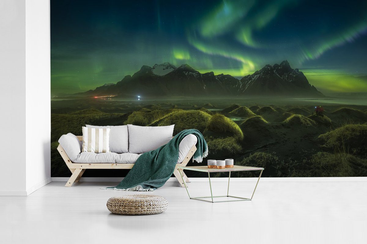 Wohnzimmer Nordlichter bedruckt, Island, - (7 Küche, Auto Matt, für - Schlafzimmer Fototapete St), Fototapete Vliestapete MuchoWow
