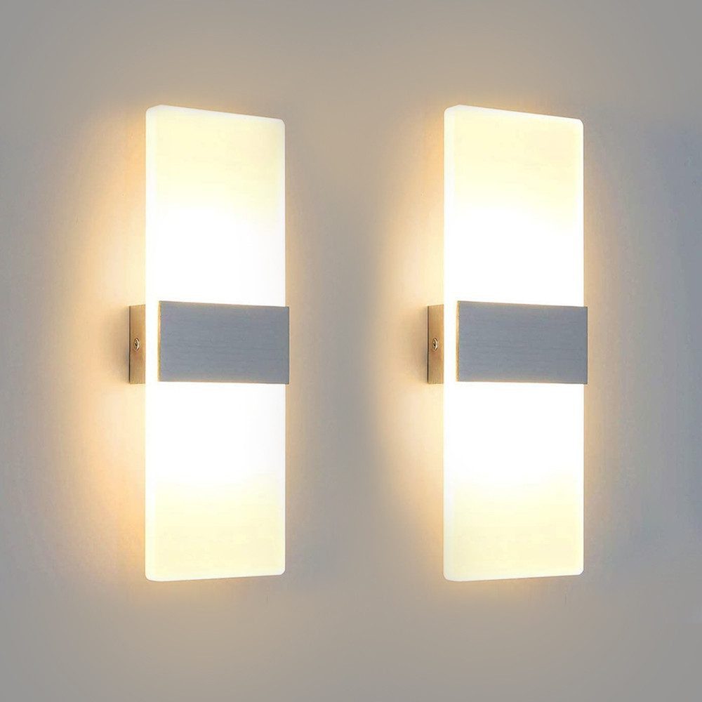 POPOLIC Wandleuchte 2 X Moderne minimalistische Acryl-Wandleuchte, 12 W