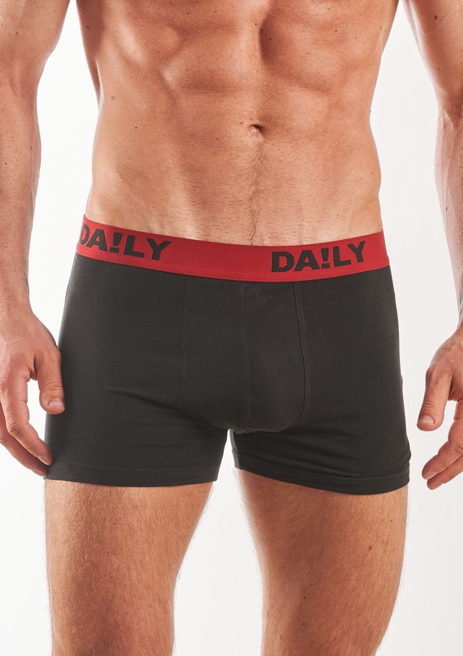 UNDERWEAR mit (10-St) Trunks DA!LY Boxer Boxershorts Schwarz/Weiß Stretch Basic Retro (Daily2)