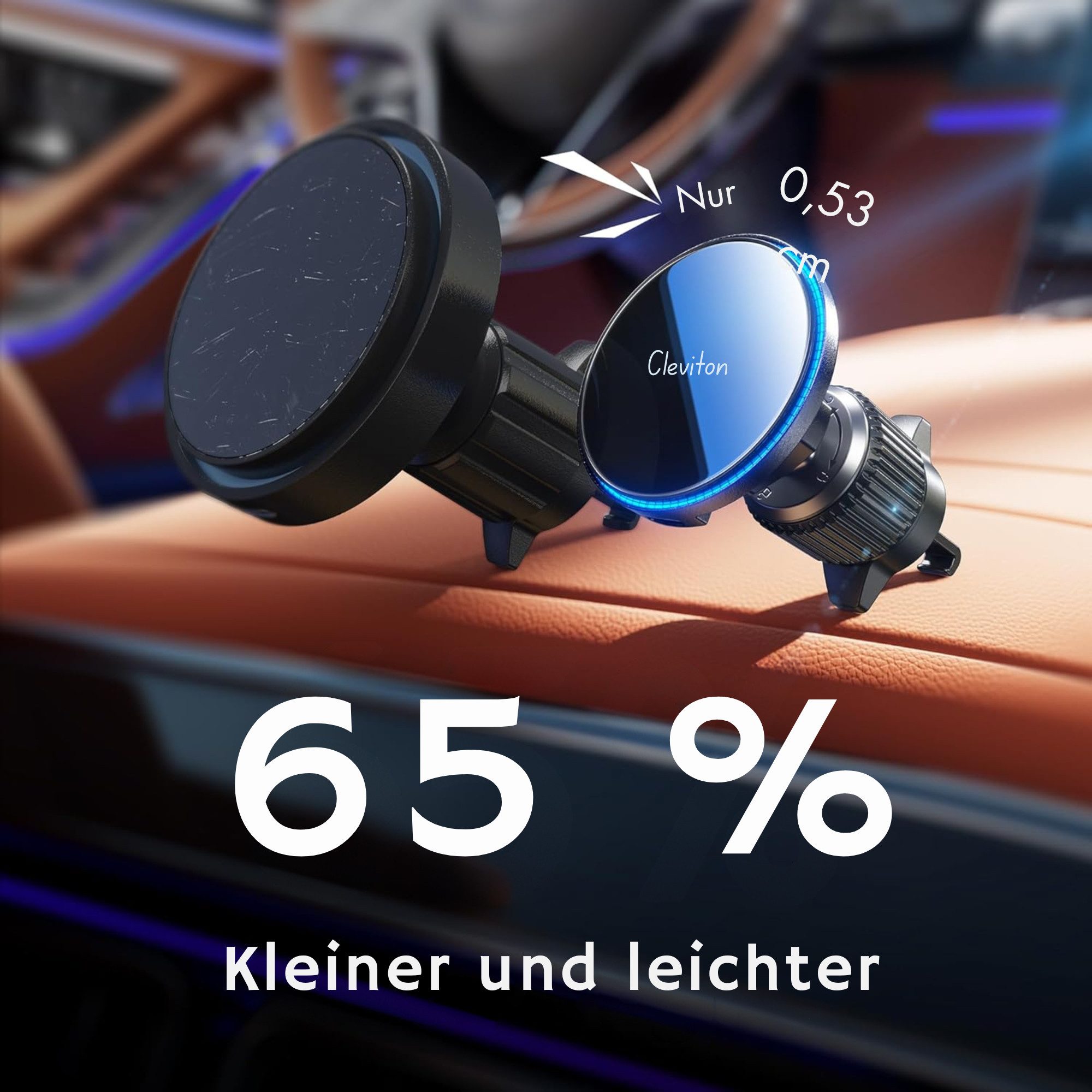 Vivitar Smartphone-Halterung mit Ladefunktion 15W Schnellladegerät für iPhone 16/15/14/13/12, (bis 6,7 Zoll, ultraflach mit 0,53 cm, kompatibel mit 99 % aller Fahrzeuge, Qi-Wireless-Ladegerät, Lüftungshaken der 7. Generation, magnetischer Telefonhalter für die Lüftungsöffnung im Auto)