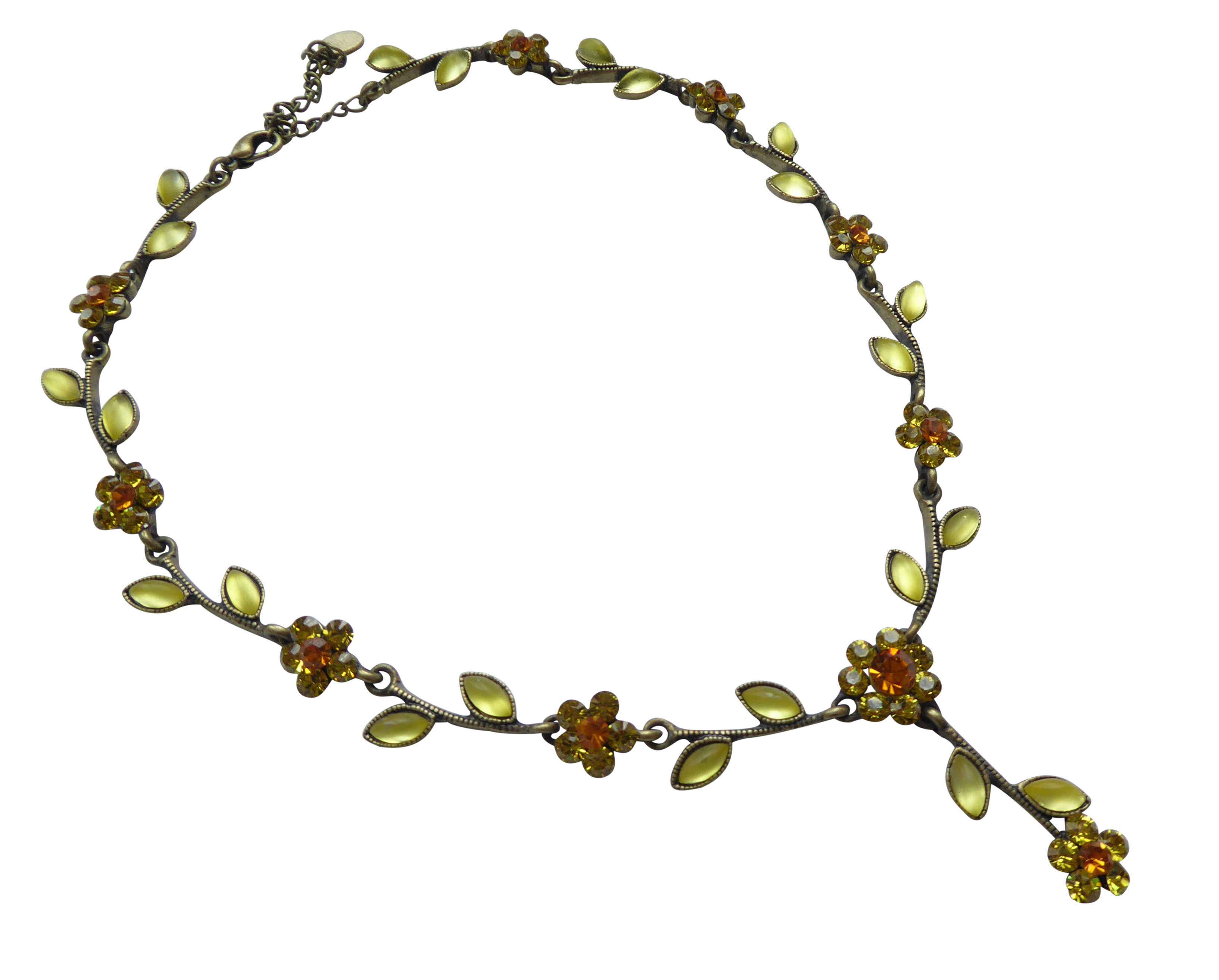 Mugello Collier Kette Fiori gelb (Bronze) Glitzerkette festlich romantisch Blumen