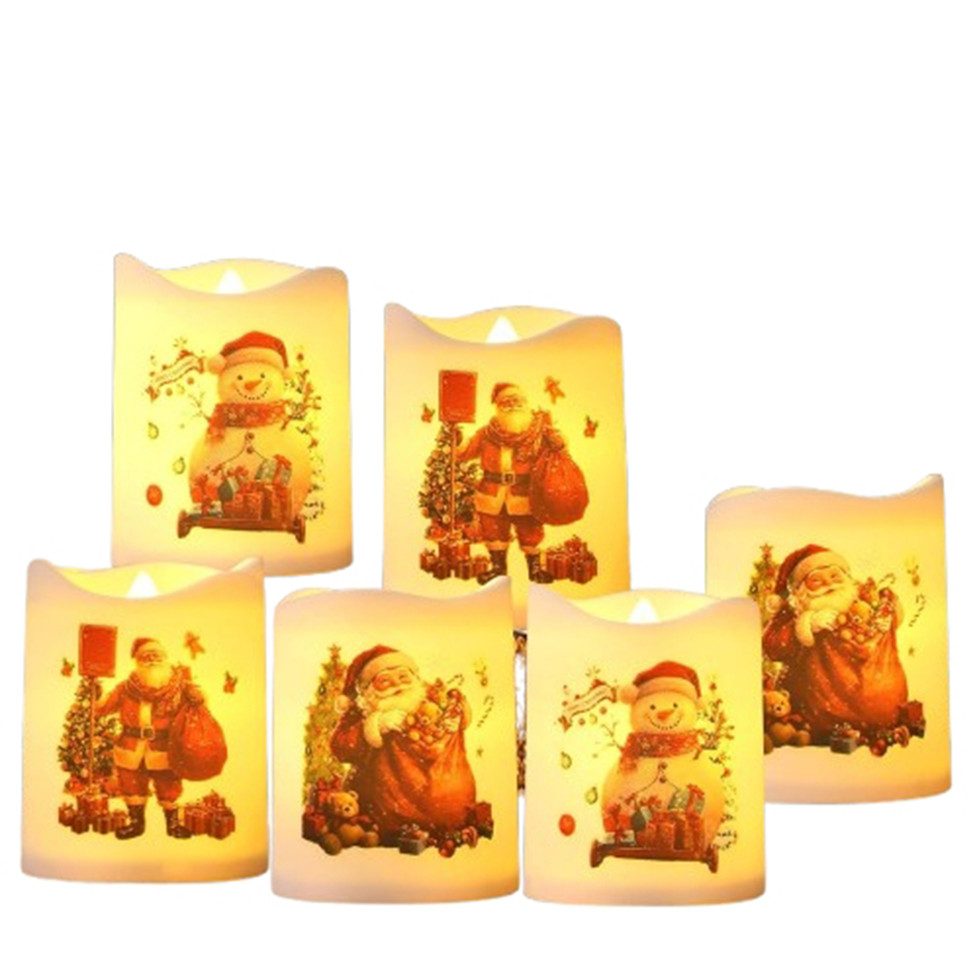 Coonoor LED-Kerze 6 Stück mit Weihnachtsmann Muster,Weihnachtsdeko Innen LE günstig online kaufen