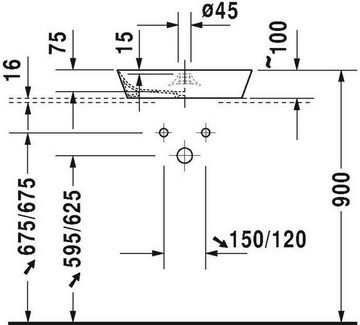 Duravit Einbauwaschbecken DU Aufsatzbecken Cape Cod 480mm, Weiß Se