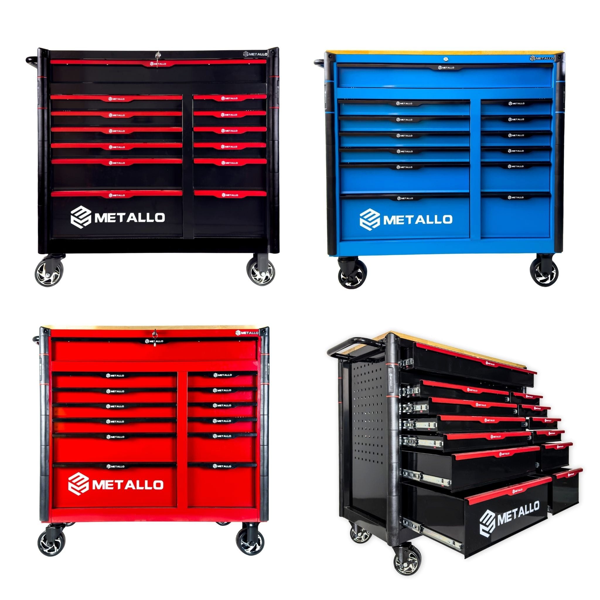 Toolcar Werkzeugwagen Werkstattwagen XXL, befüllt bestückt gefüllt mit Werkzeug, Holzplatte, abschließbar, kugelgelagerte Rollen, Chrom-Vanadium-Stahl, stabil, max. Traglast:35 kg, 457-tlg. Werkzeugset, (Umfangreich bestückt: Steck/Ratschen, Torx, Schraubendreher, Zangen, 457-tlg., Profi-Setup: Ratschen 1/4–1/2", lange Nüsse,T-Griffe, Schraubendreher), Extra-Stauraum seitlich, obere Schublade, ergonomischer Griff