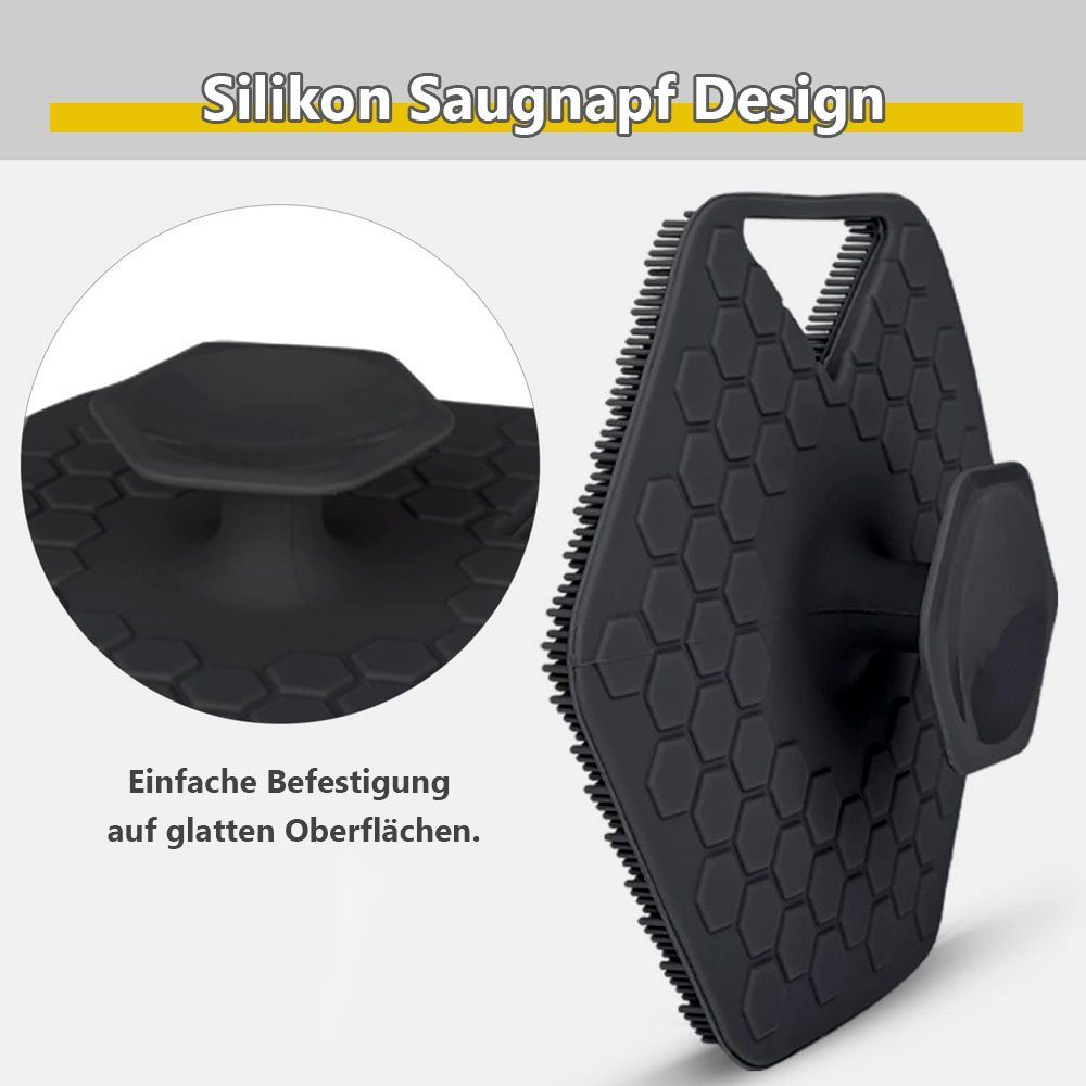 Silikon-Peeling-Körperschrubber Grau TUABUR mit Badebürste Aufbewahrungshaken