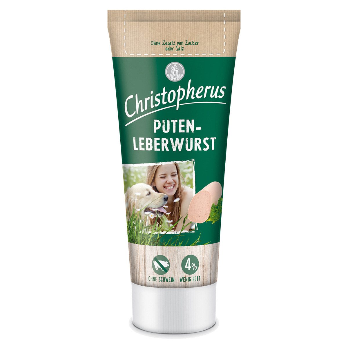 Christopherus Putenleberwurst 75 g - 12 Stück, Snack für: Hund