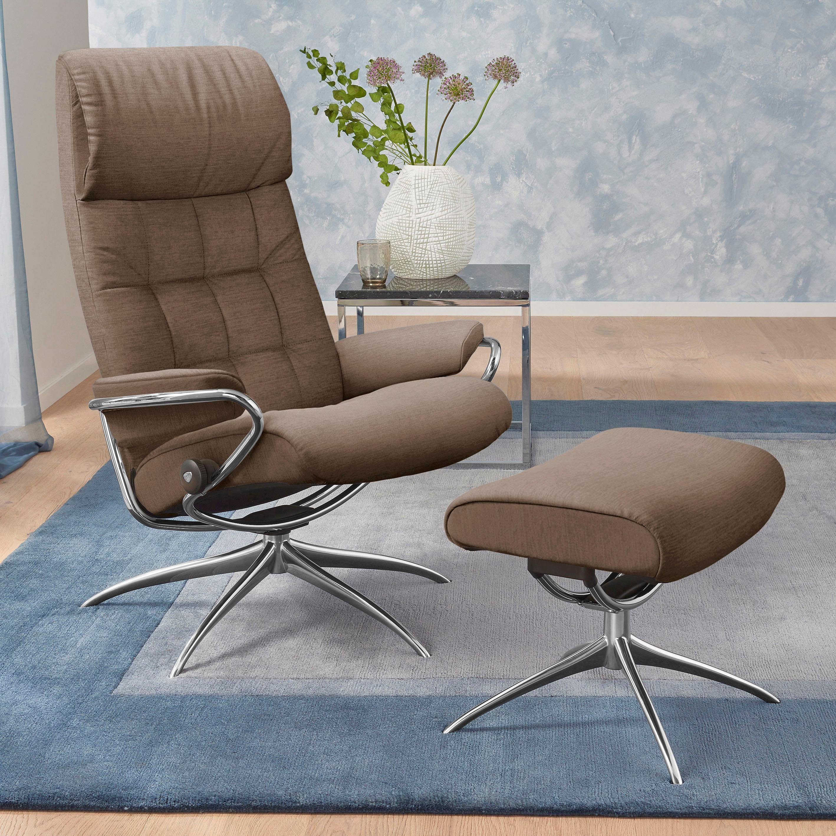 Stressless® Relaxsessel London (Set, Relaxsessel mit Hocker), mit Hocker, High Back, mit Star Base, Gestell Chrom