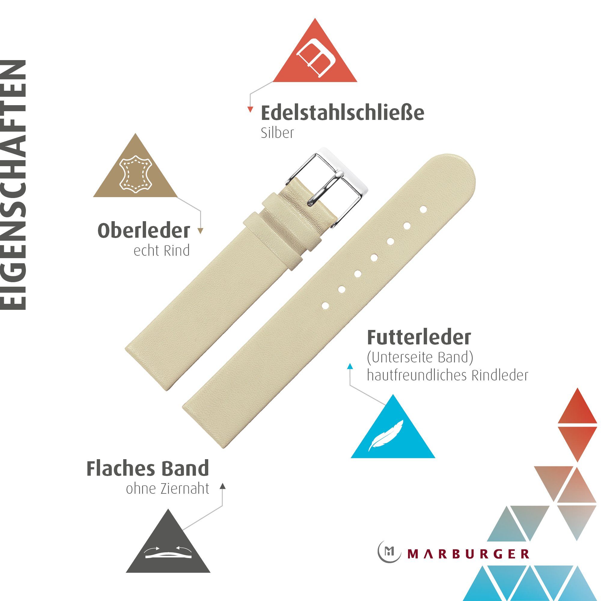 MARBURGER Uhrenarmband 24mm Leder