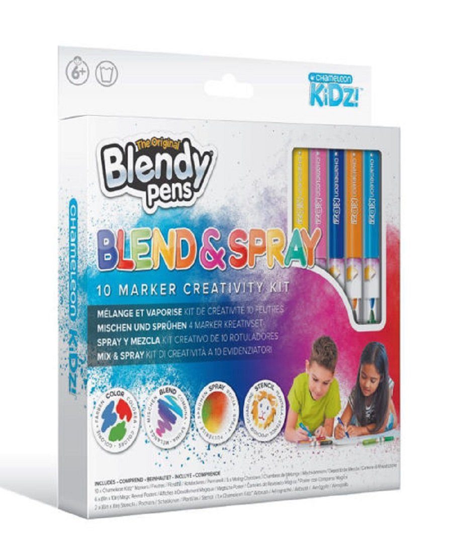 KiDz (10-tlg) Kreativset, Blend Filzstift 10 Blendy & Chameleon Spray Pens - Farben