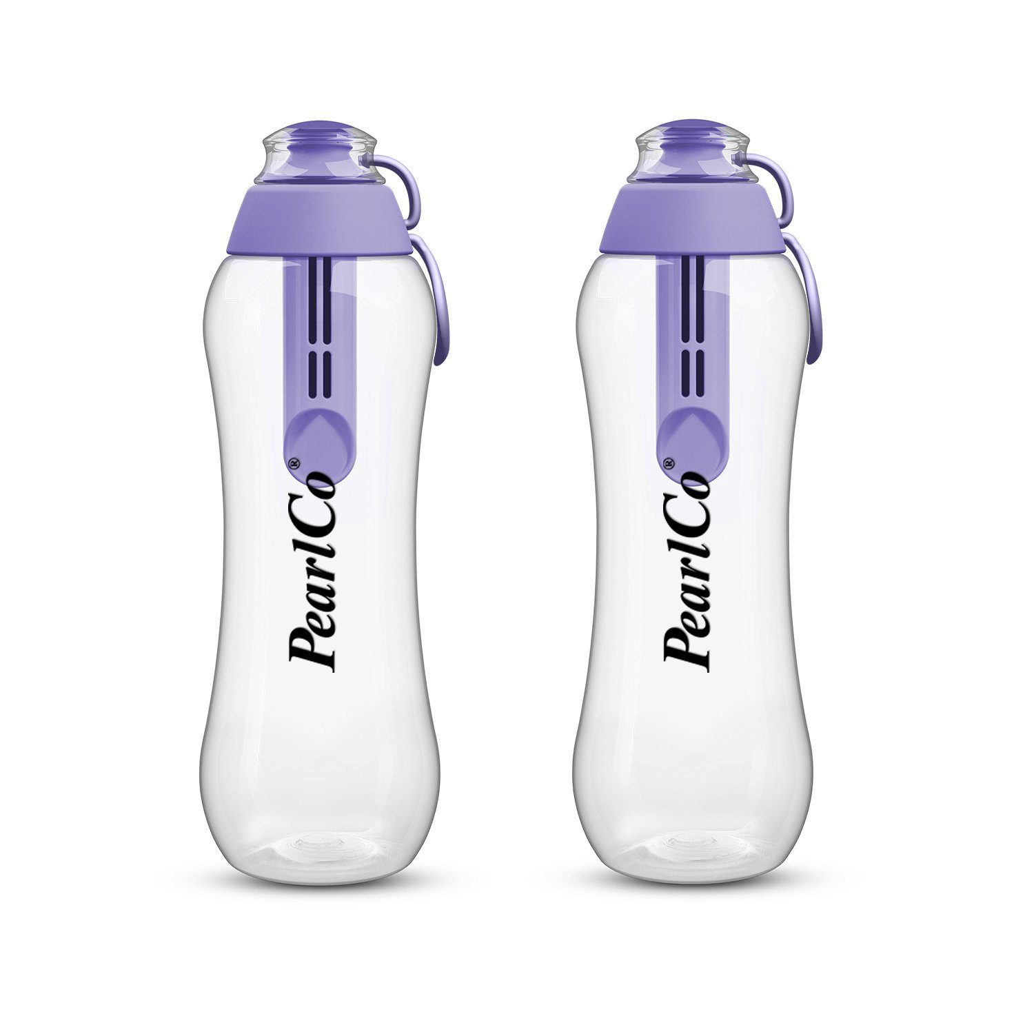 PearlCo Trinkflasche Zwei Trinkflaschen mit Filter 0,5 Liter lila