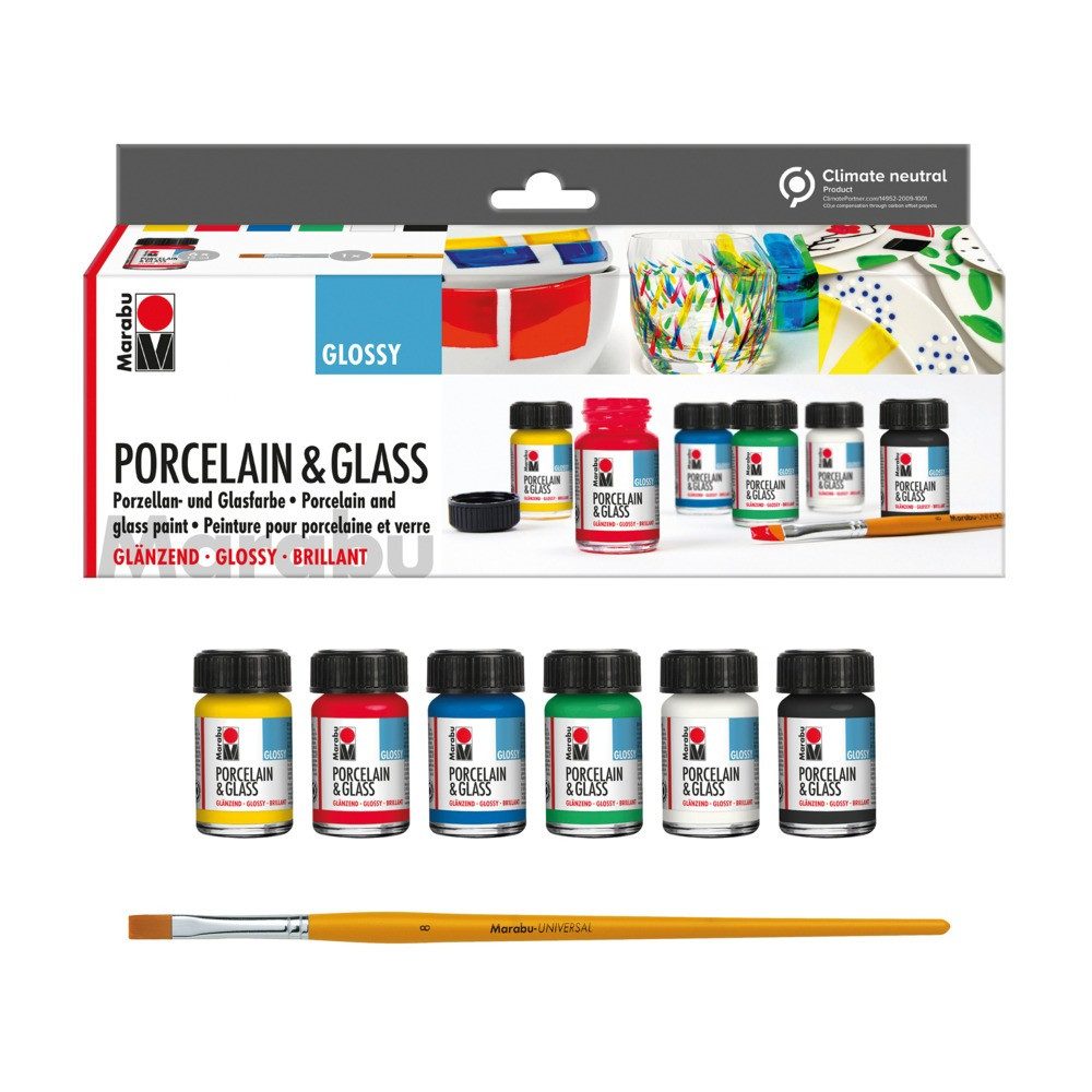 Marabu Marker Marabu Porcelain & Glass Starter Set mit 6 Farben Glossy