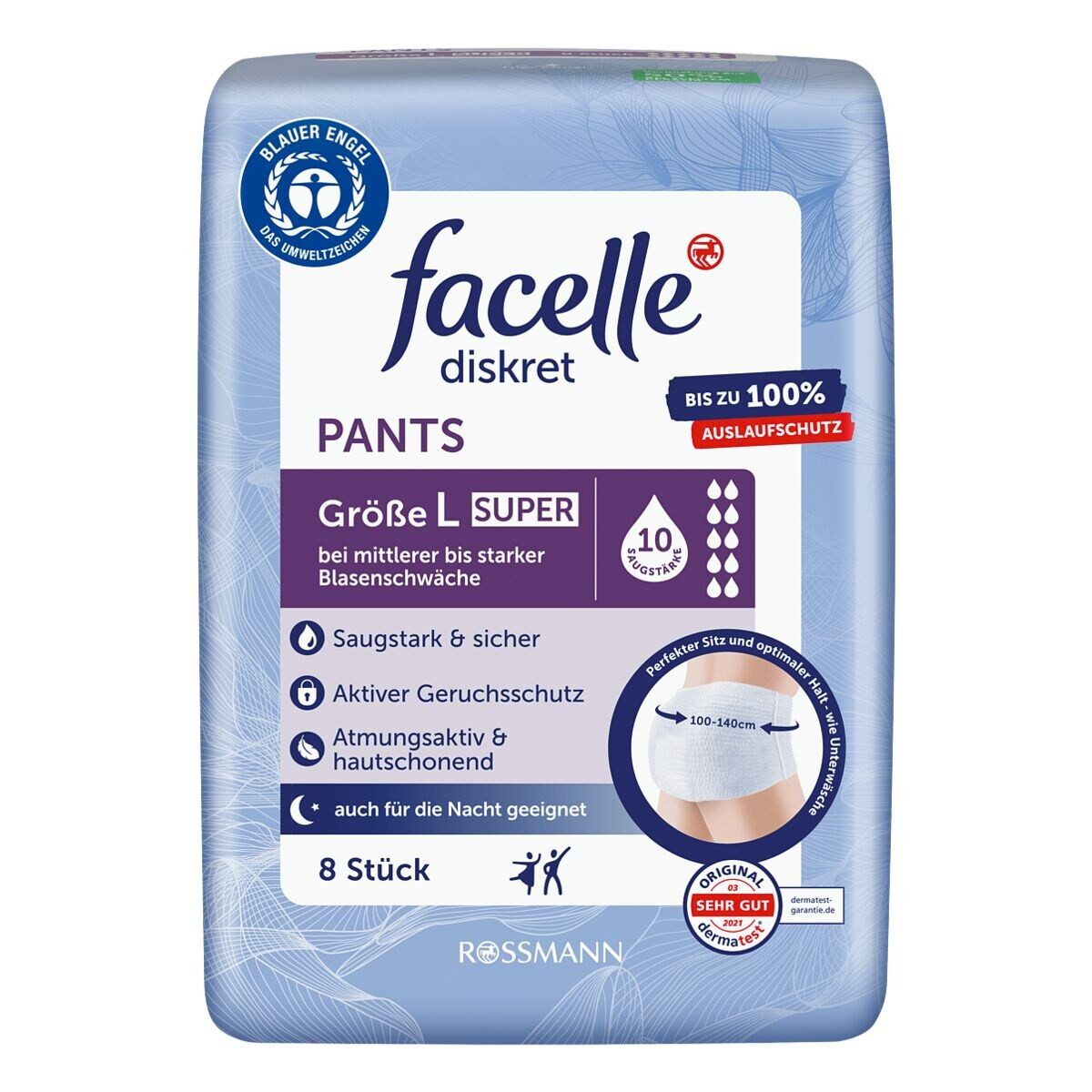 facelle Inkontinenz-Pants Pants super, 10, L, Konfektionsgröße: 46-54 Damen, Wäschegröße: 8-9 Herren Gr., Saugstärke: 10