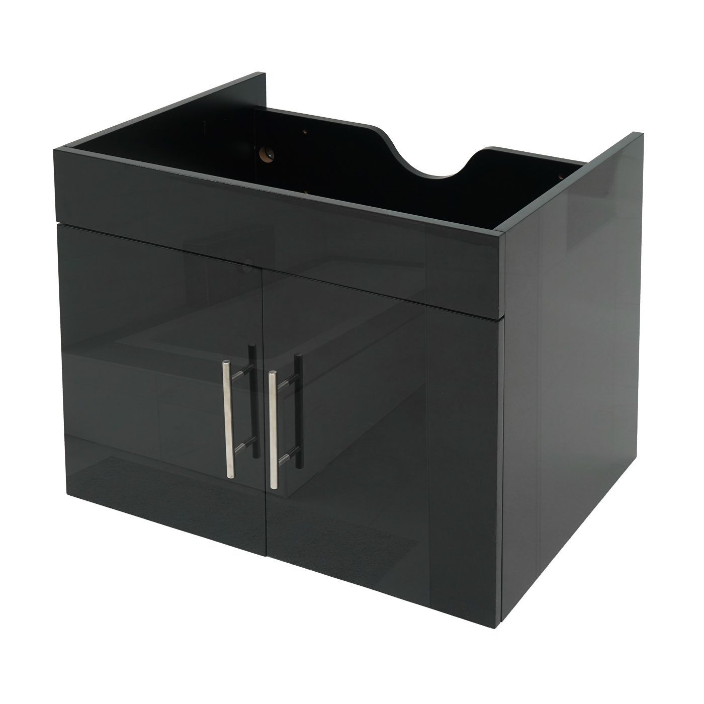MCW Waschbeckenunterschrank MCW-D16-WU (1-St) Hochglanz-Optik, 2 Türen, Einlegeboden in 3 Höhen montierbar