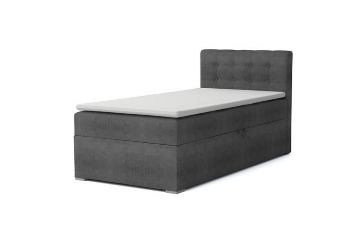 Deine Möbel 24 Boxspringbett JUNG 3 Polsterbett Jungendbett inkl. Matratzen H3 / H4 inkl. Topper (Boxbett für Jugendliche Creme Grau Beige Hellgrau Dunkegrau Anthrazit Schwarz, 3-St., Bonellfederkernmatratze H3 Taschenfederkernmatratze H4), 90x200 100x200 Veloursstoff Einzelbett Boxspring Hotelbett