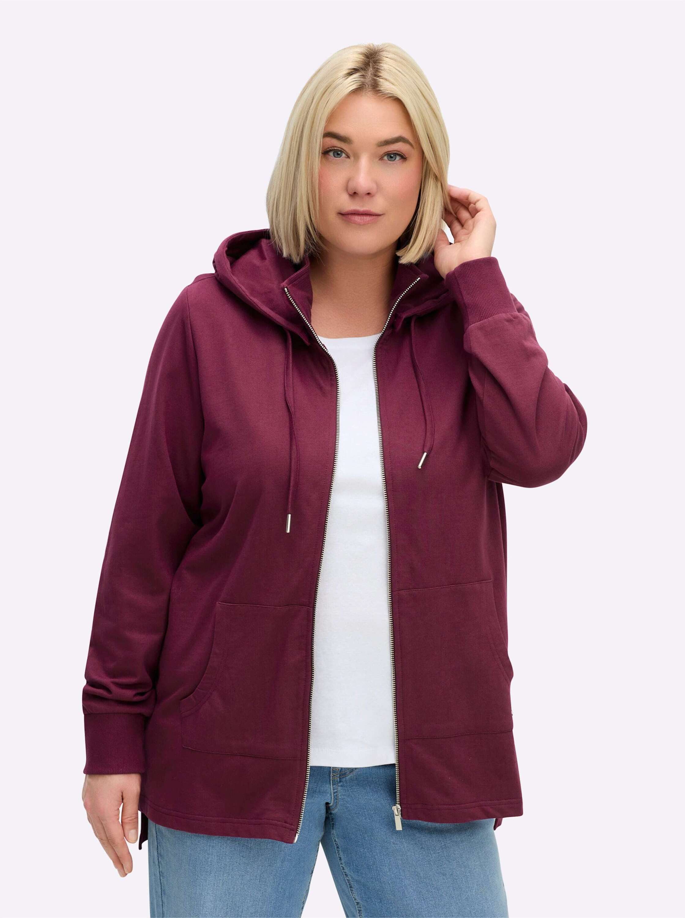 Sheego Shirtjacke Sweatjacke Langarm günstig online kaufen