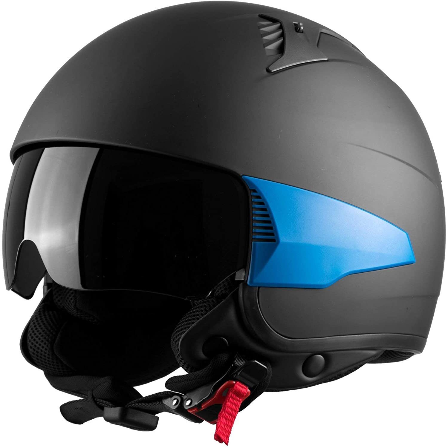 Westt Motorradhelm »Rover«, Jethelm mit Schirm – Motorradhelm Herren mit  Sonnenblende - Bike Helme Junge mit höchsten Sicherheitsstandards