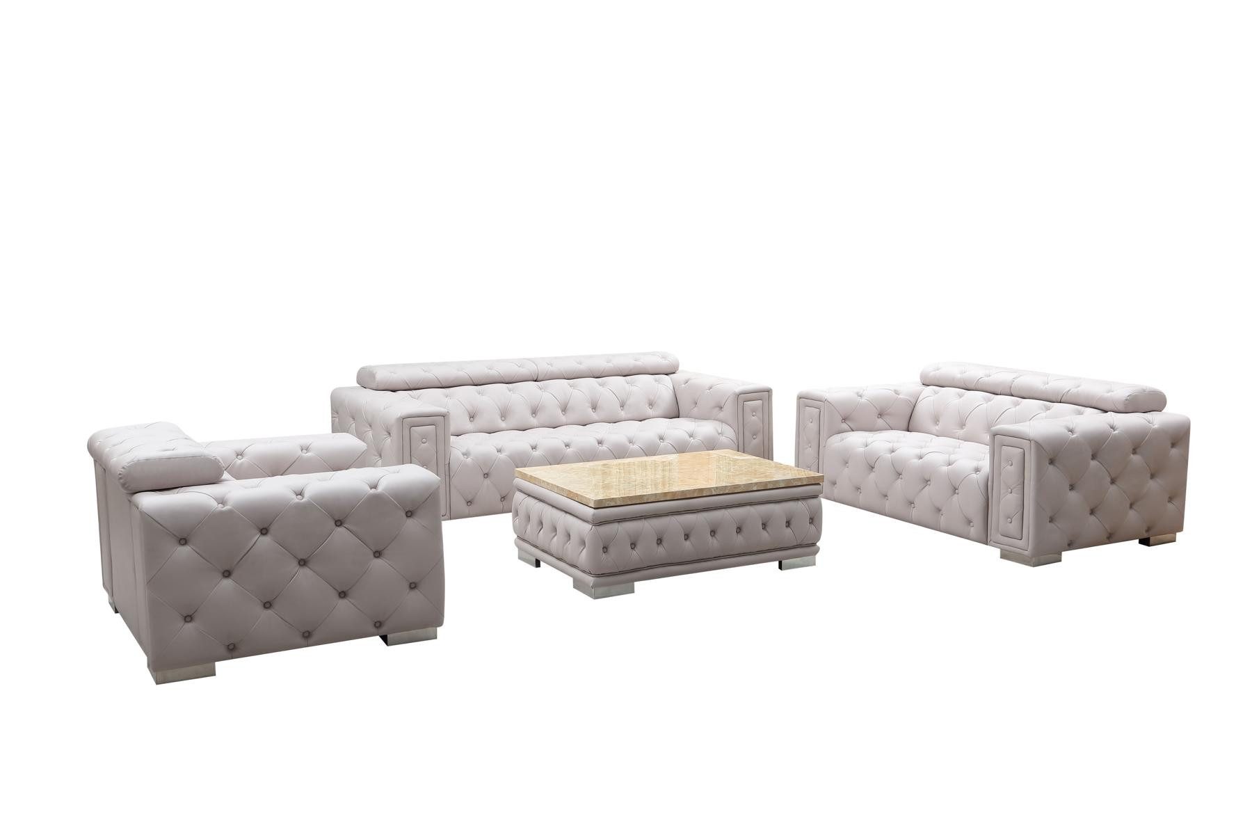 Xlmoebel Chesterfield-Sofa Ledersofa im Chesterfield-Stil mit elegantem Design und Komfort, Hergestellt in Europa
