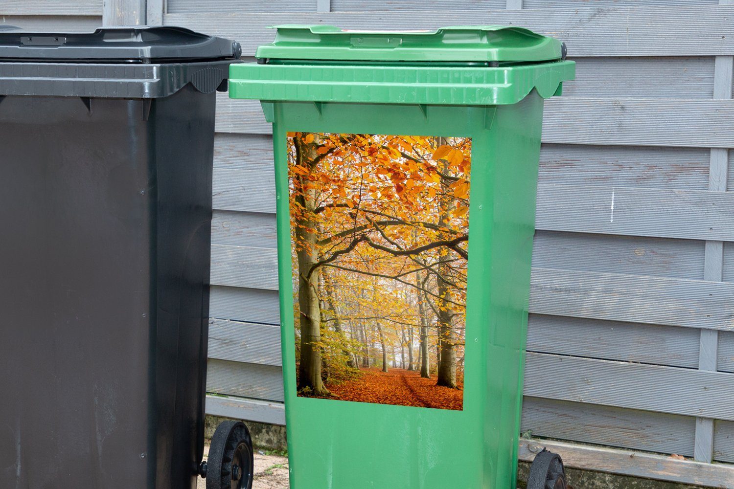 MuchoWow - St), - Wald Wandsticker Container, Abfalbehälter Dänemark Sticker, Herbst (1 Mülltonne, Mülleimer-aufkleber,