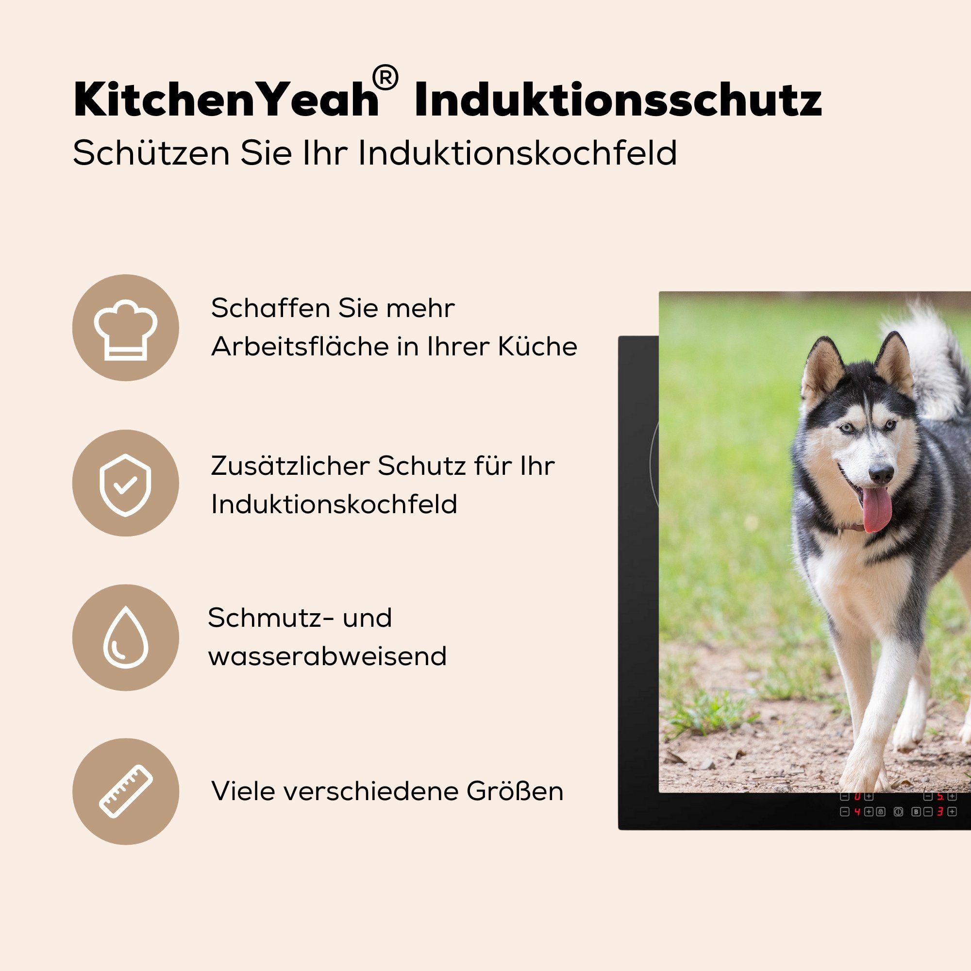 MuchoWow Park, für Ceranfeldabdeckung, (1 Vinyl, Herdblende-/Abdeckplatte cm, tlg), küche im 78x78 Arbeitsplatte Husky