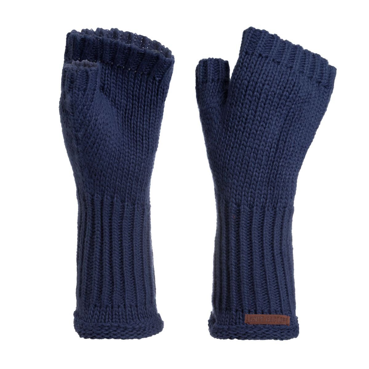 Knit Factory Strickhandschuhe Cleo Handschuhe One Size Glatt Dunkelblau (1-St) Handschuhe Handstulpen Handschuhe ihne Finger