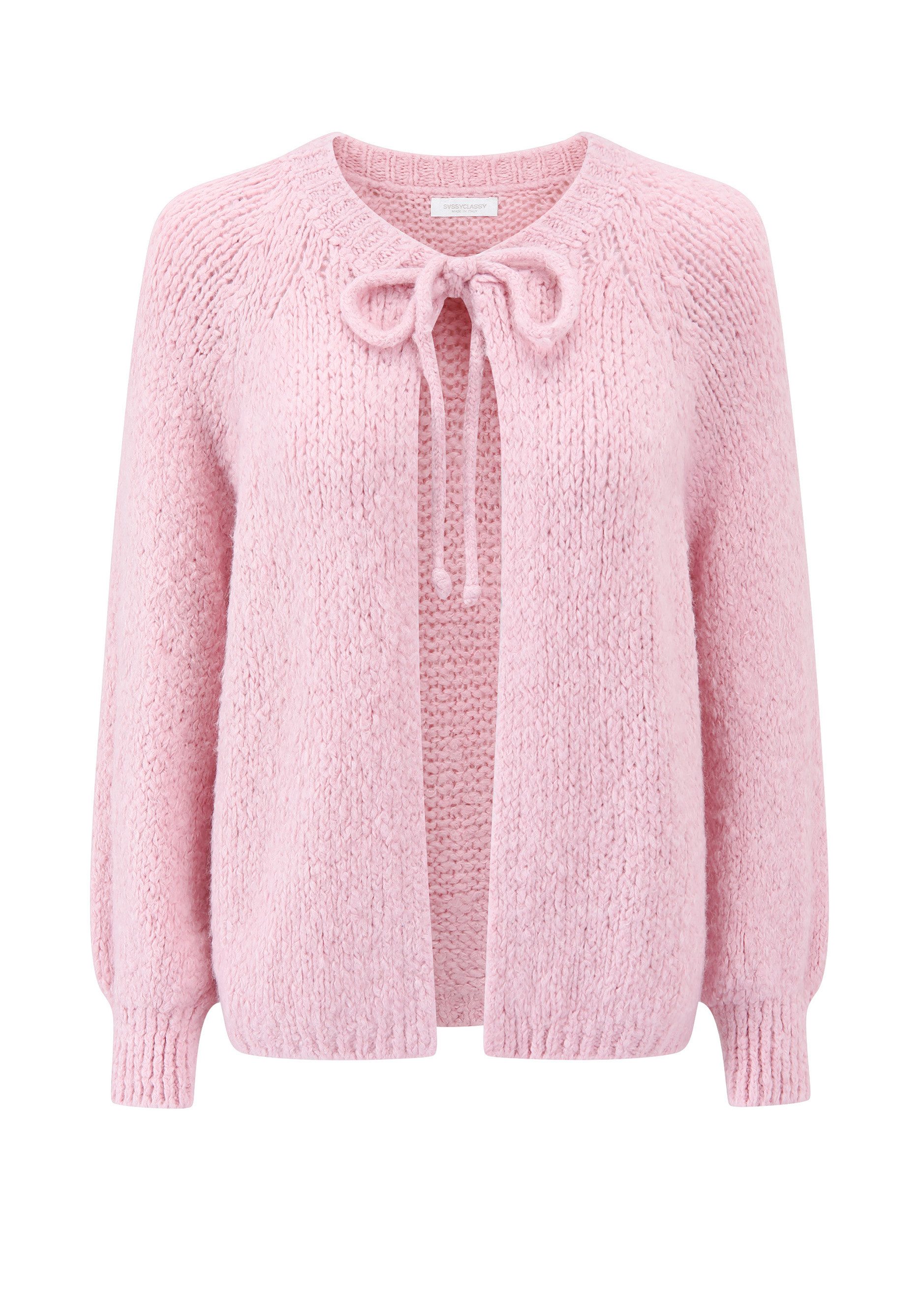 SASSYCLASSY Cardigan Weiche Strickjacke Damen mit Schleifenverschluss Lässi günstig online kaufen