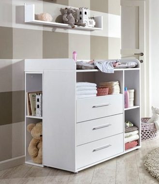 BMG Möbel Babyzimmer-Komplettset Luis, (Set, 6-St., Bett + Wickelkommode + 2-trg. Schrank + Unterstellregal (Set 2-tlg), Bett + Wickelkommode + 2-trg. Schrank + Unterstellregal (Set 2-tlg)