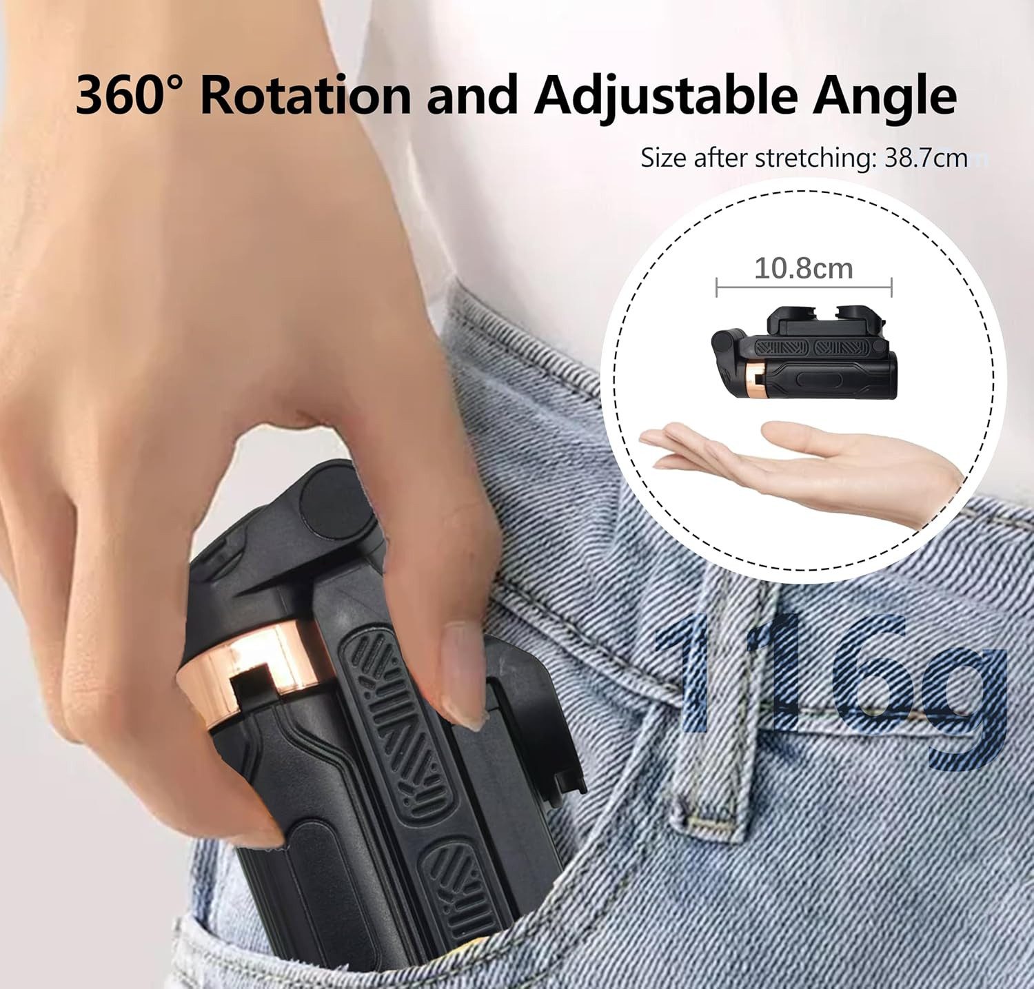 Forrlite 3 in 1 Bluetooth Selfie Stick mit Funkfernbedienung,360°Drehbar Selfiestick (1-tlg,für iPhone/Samsung/Android Smartphones) – Bild 5 von 5