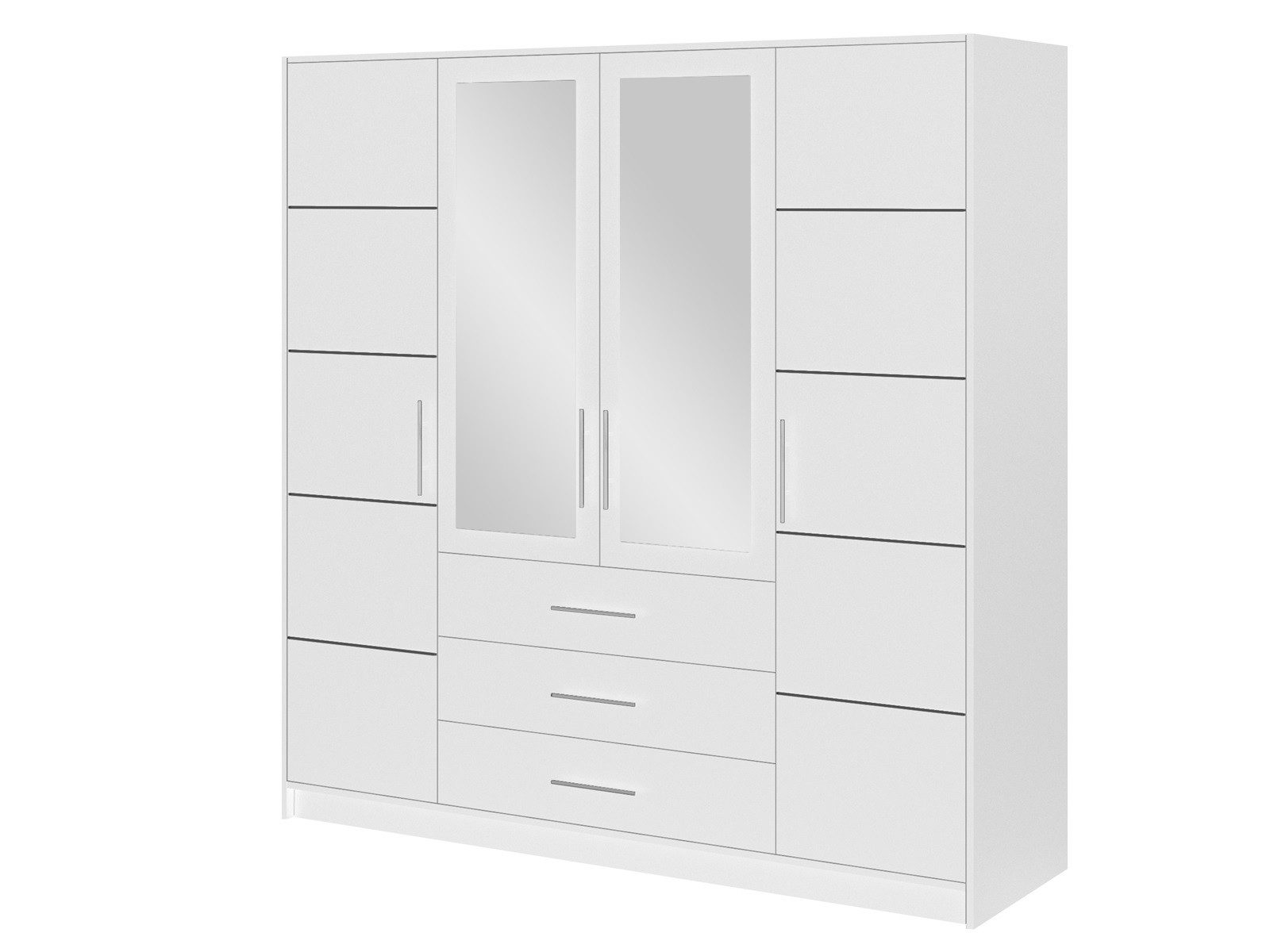 Compleo Kleiderschrank mit 3 Schubladen und Spiegel, viertürig ALEX praktisch und funktional