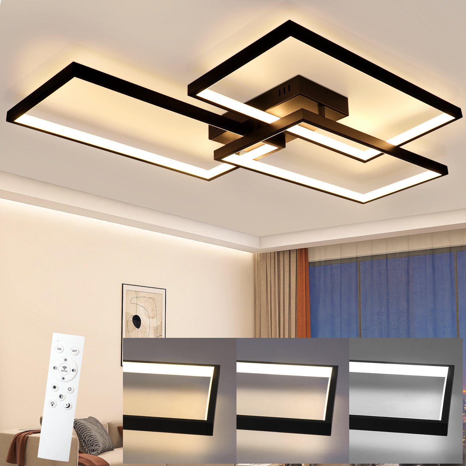 Nettlife LED Deckenleuchte Wohnzimmer Weiß Dimmbar günstig online kaufen