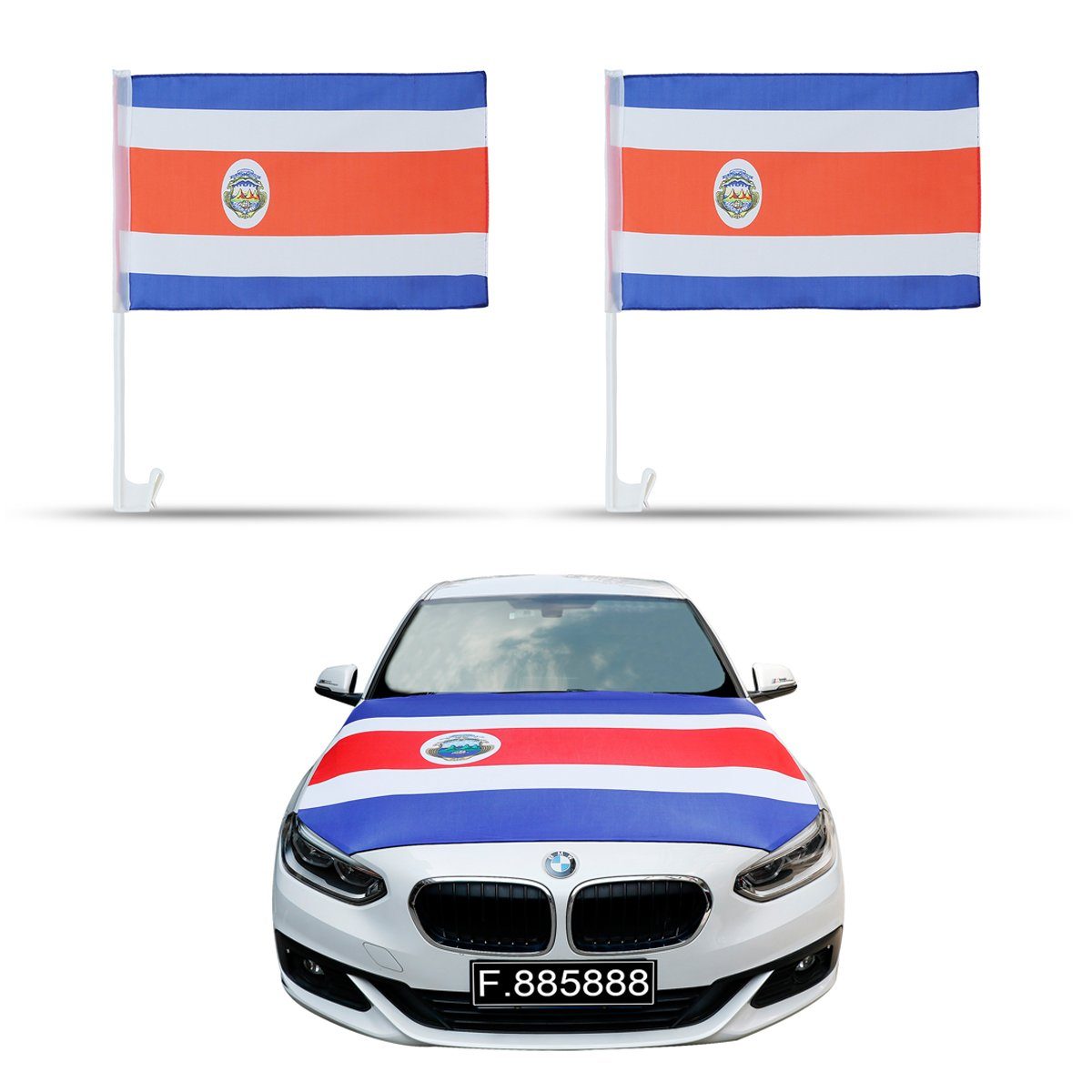 Außenspiegel Sonia Motorhaubenüberzug, 3D-Effekt Originelli Auto-Fan-Paket Costa-Rica Magnete: Flaggen Fahne
