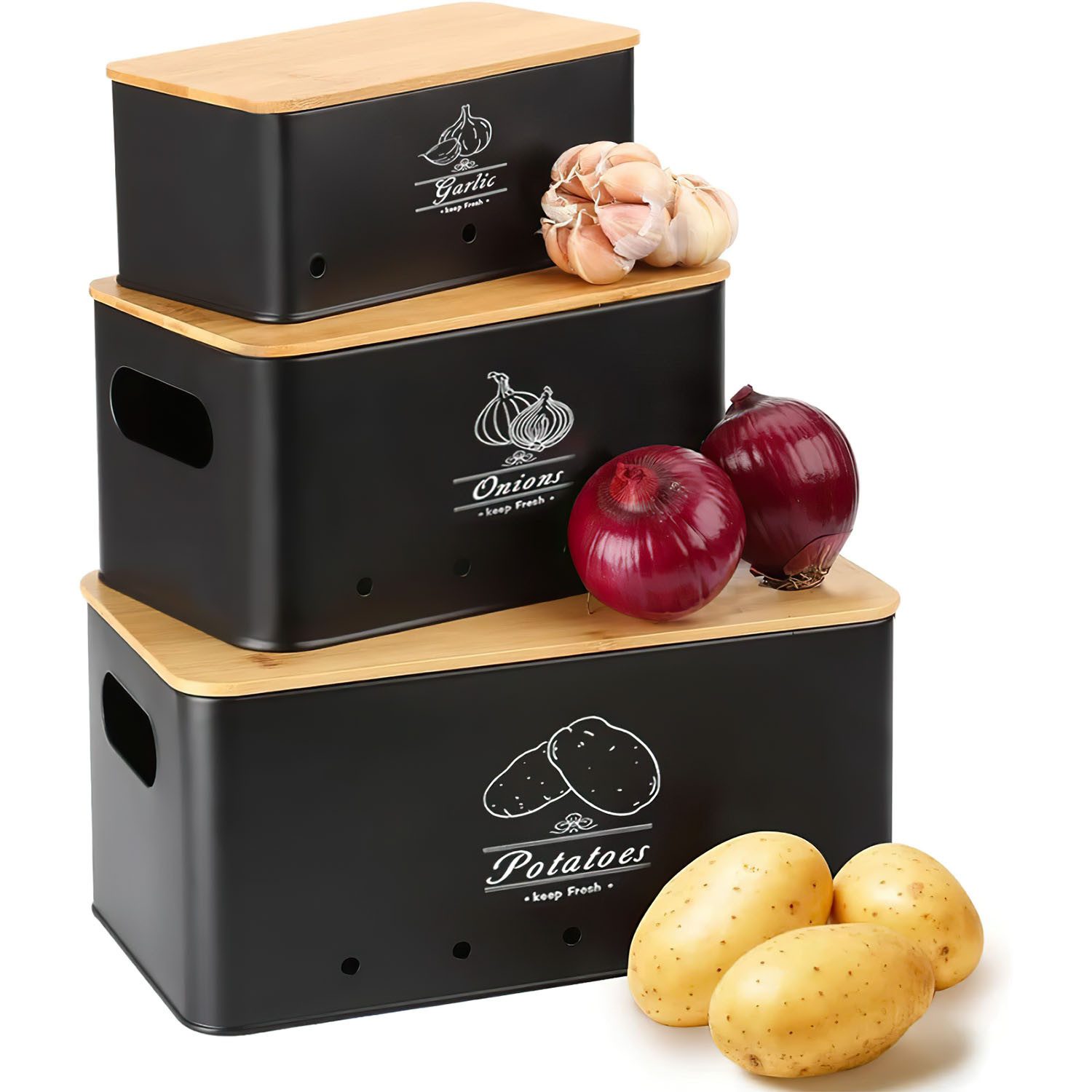 SURFOU Aufbewahrungsbox Kartoffel Aufbewahrungsbox Vorratsdose 3er Set Küch günstig online kaufen