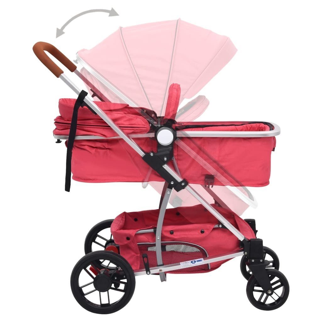 Kinder-Buggy 2-in-1-Kinderwagen vidaXL Rot Aluminium