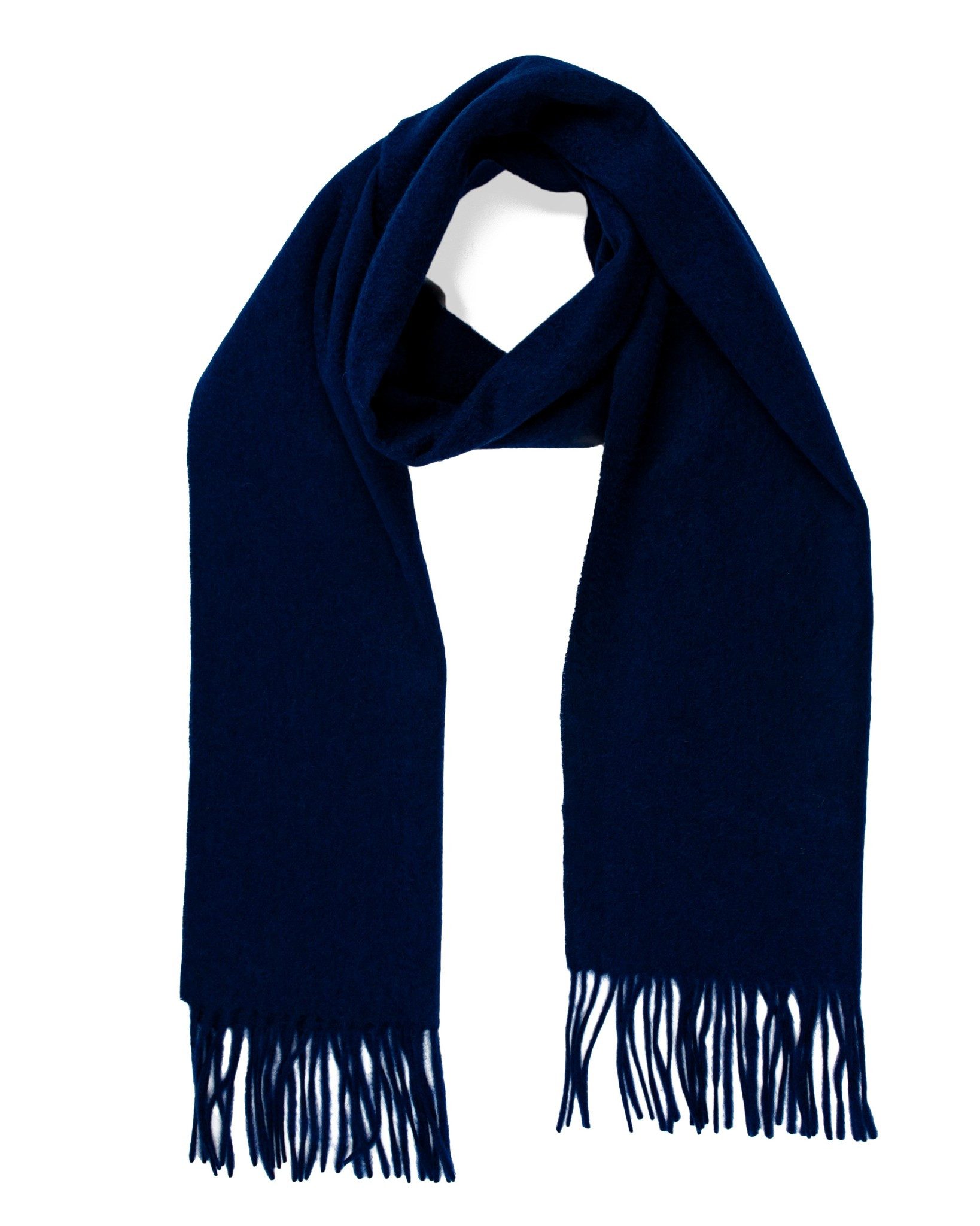 MayTree Kaschmirschal Unisex, 180 x 30cm, mit Fransen, einfarbig Marineblau, (Stück, 1-St), 100% Kaschmir
