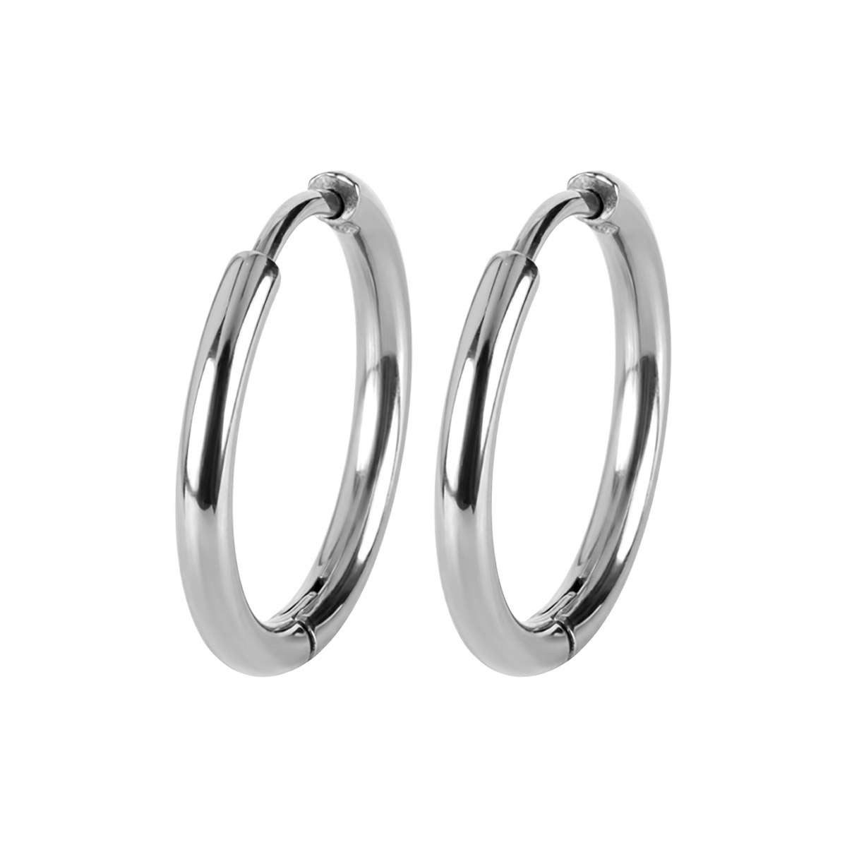 Jacques Lemans Paar Creolen S-O273A, für Damen Edelstahl 18 mm